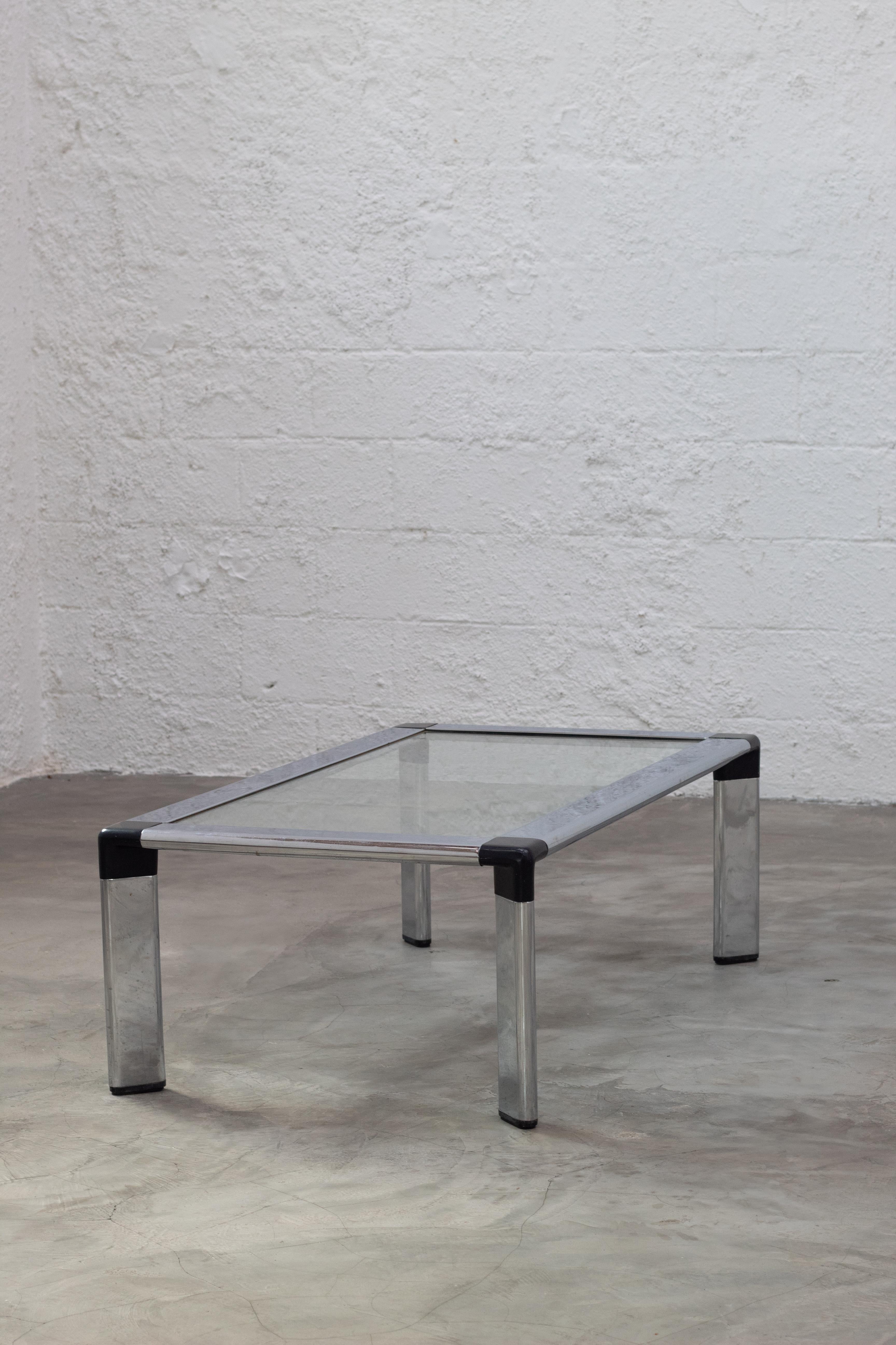 Other jorge zalszupin glass and chrome coffee table, brazil, 1970s For Sale