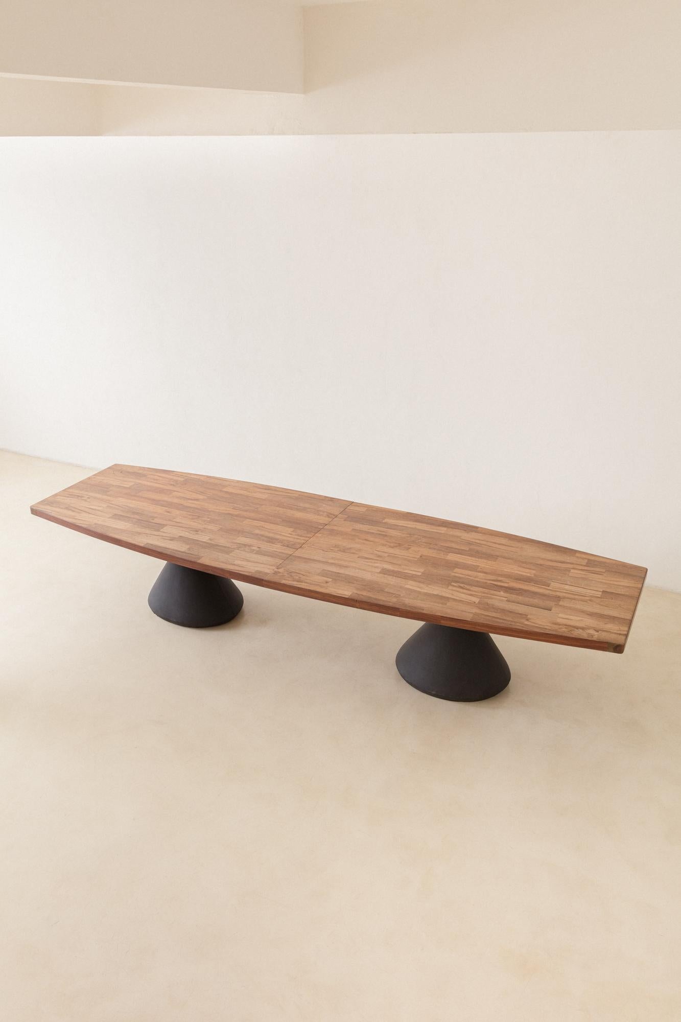 Leather Jorge Zalszupin 'Guanabara' Rosewood Vintage Dining Table, 1960s, Brazil
