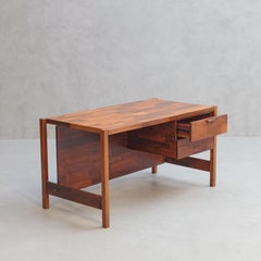 Jorge Zalszupin - L'Atelier - Scrivania per ufficio 2 cassetti e patchwork in palissandro