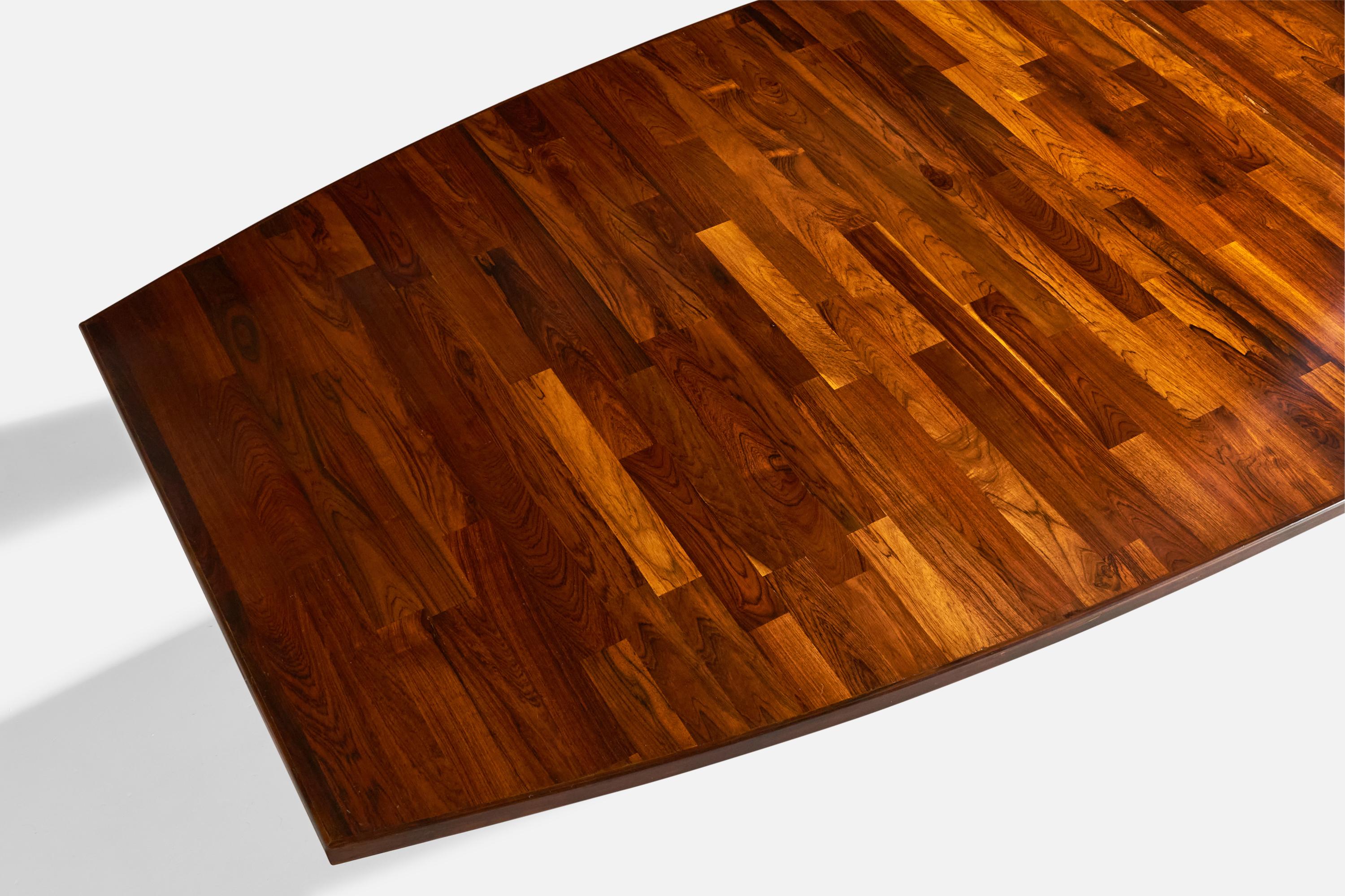 Grande table de salle à manger Jorge Zalszupin, Imbuia, cuir,  Béton, Brésil, années 1960 en vente 3