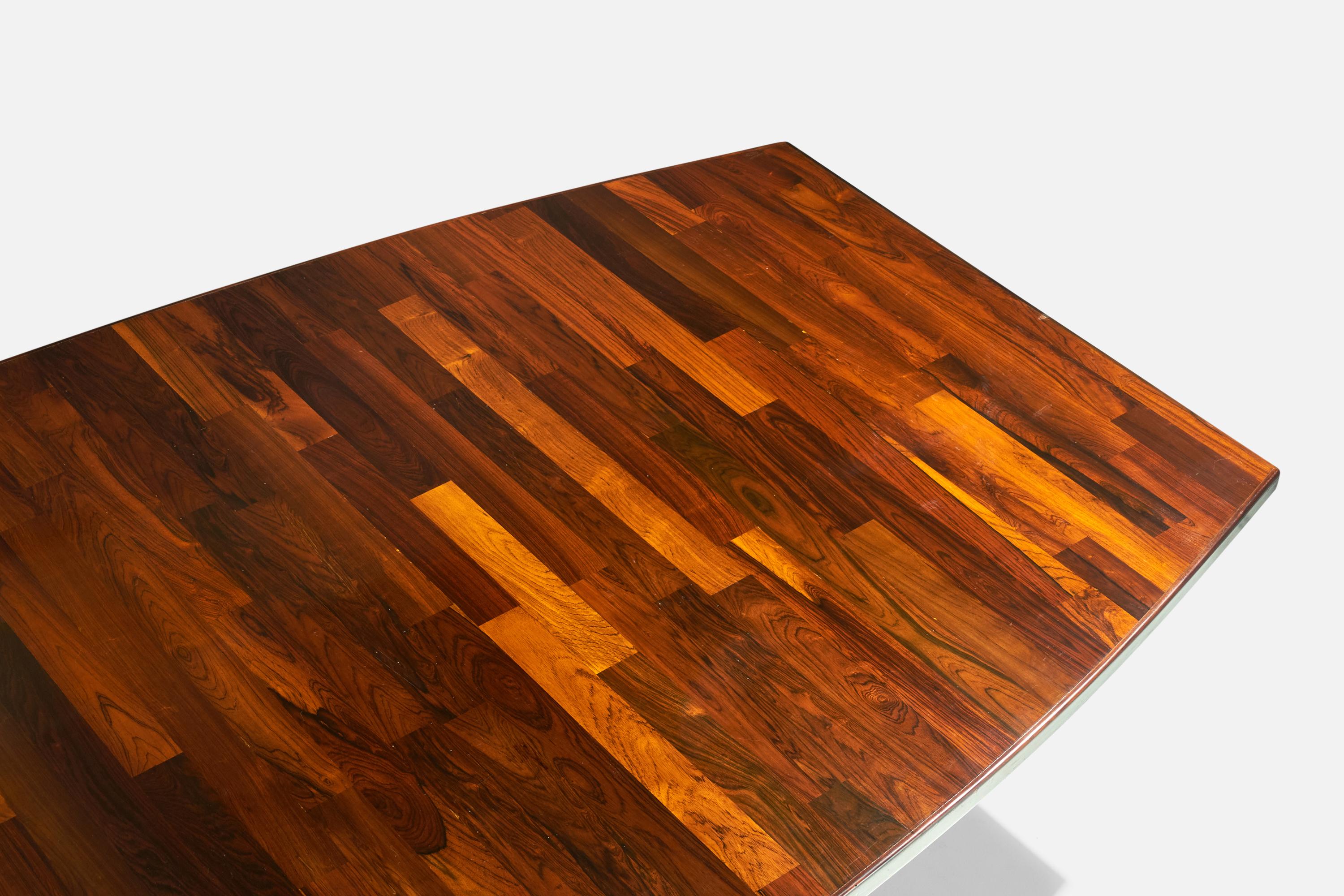 Grande table de salle à manger Jorge Zalszupin, Imbuia, cuir,  Béton, Brésil, années 1960 en vente 1