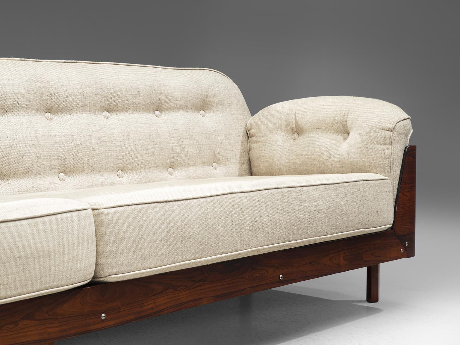 Metal Lineart Moveis e Decoracoes Large Sofa in Rosewood and Fabric, 1960s