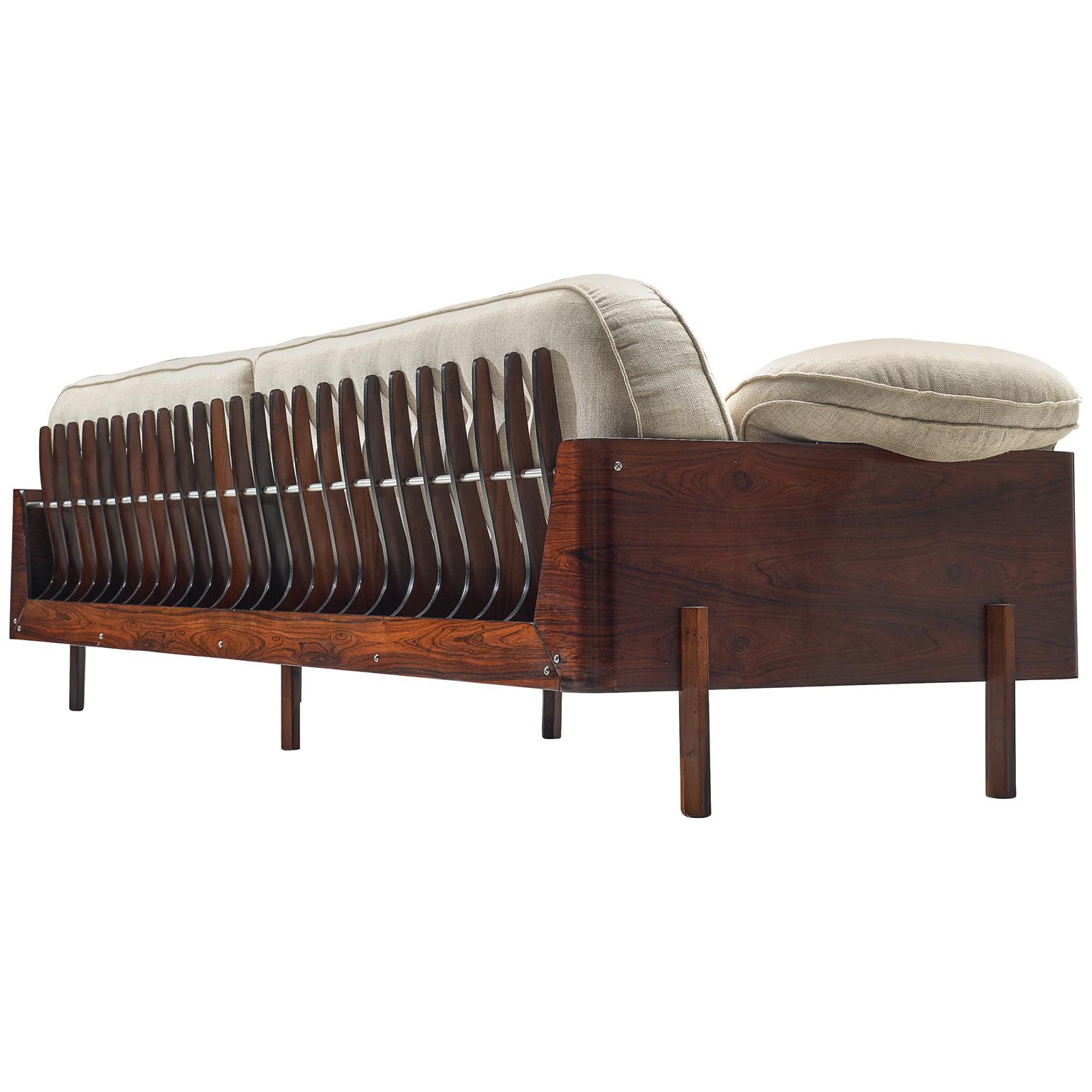 Lineart Moveis e Decoracoes Large Sofa in Rosewood and Fabric, 1960s