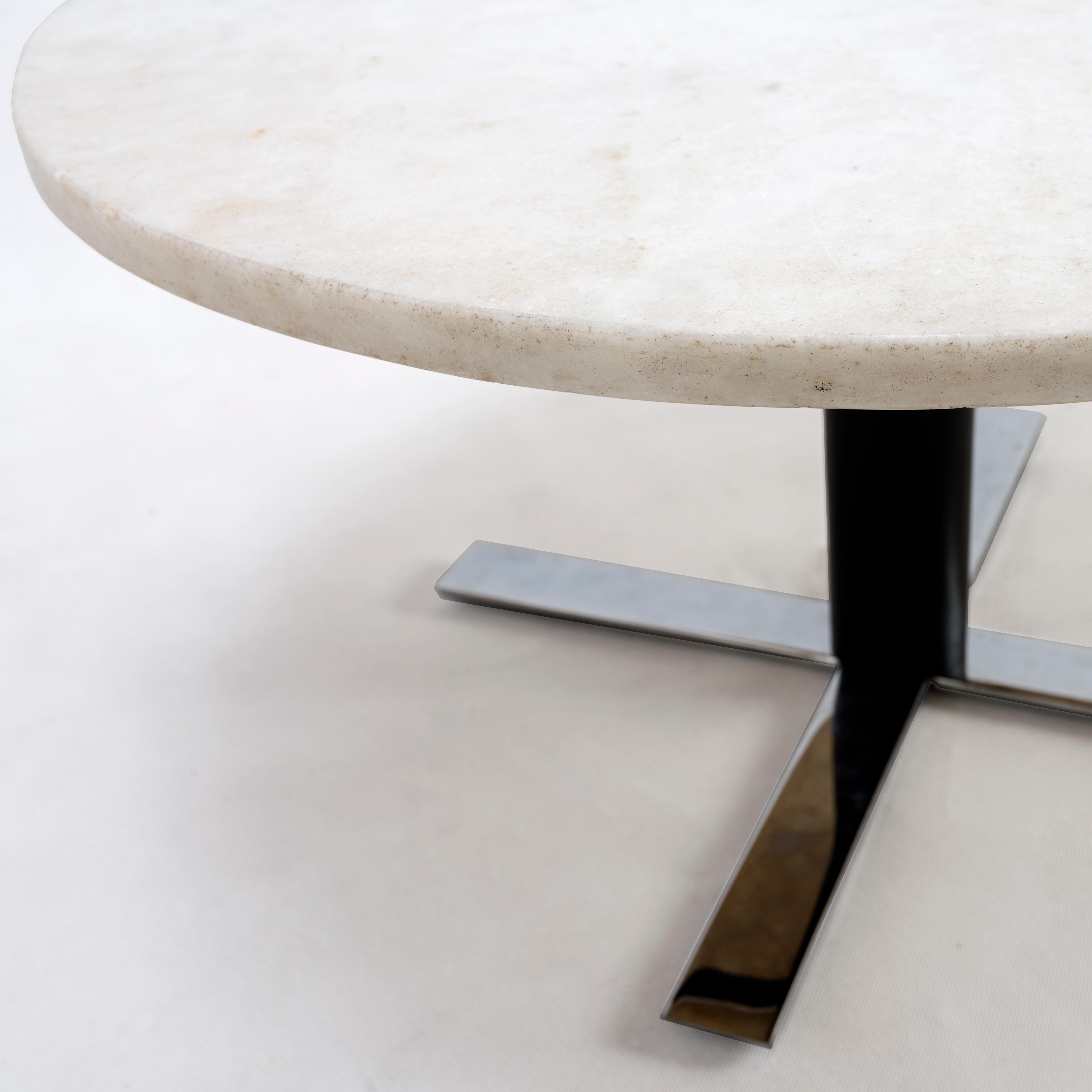 Jorge Zalszupin
Side table
Manufactured by L’Atelier (Visible Tag)
Marble, steel
Brazil, circa 1960.