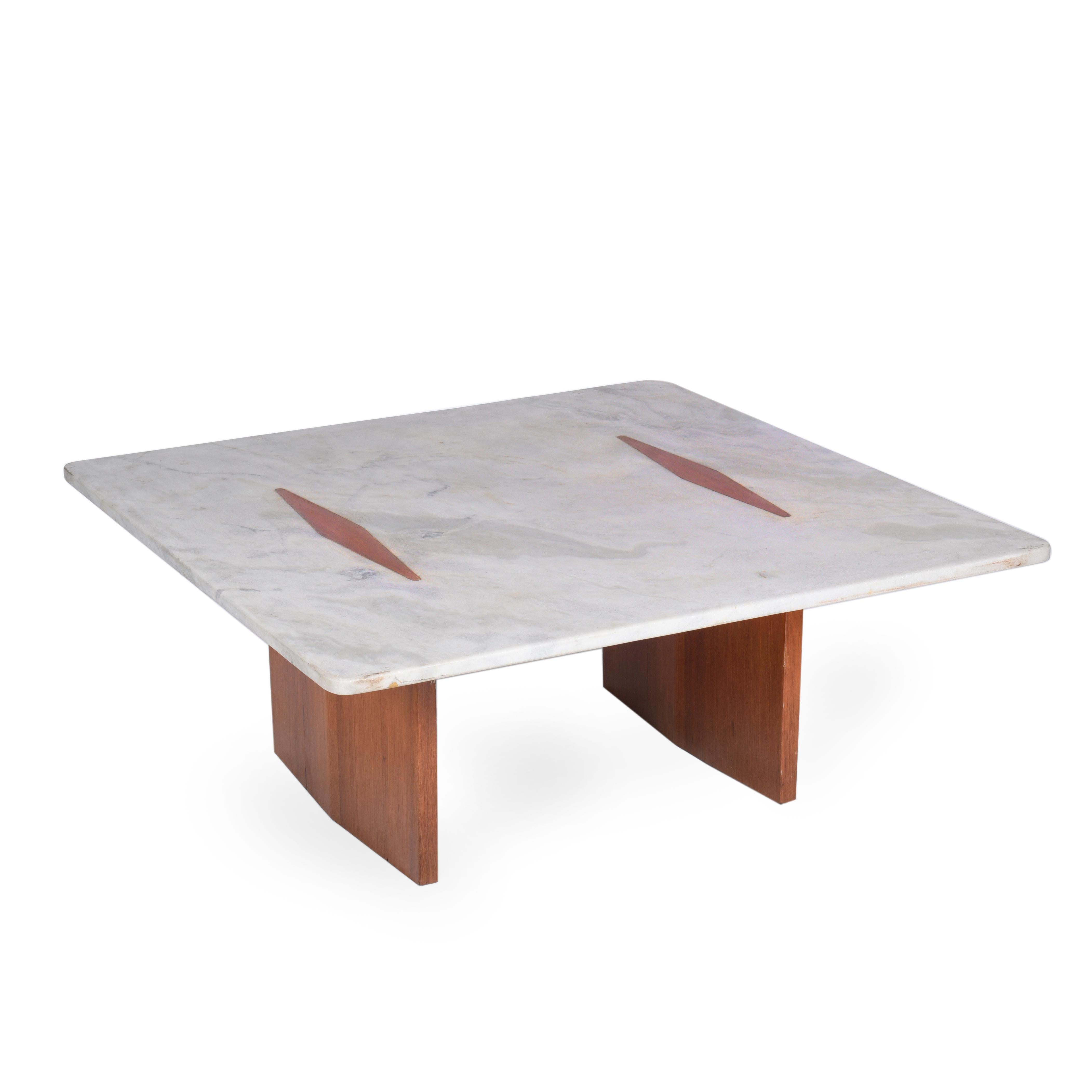 Jorge Zalszupin Midcentury Brazilian Center Table with Marble Top, 1960s In Good Condition In Sao Paulo, SP