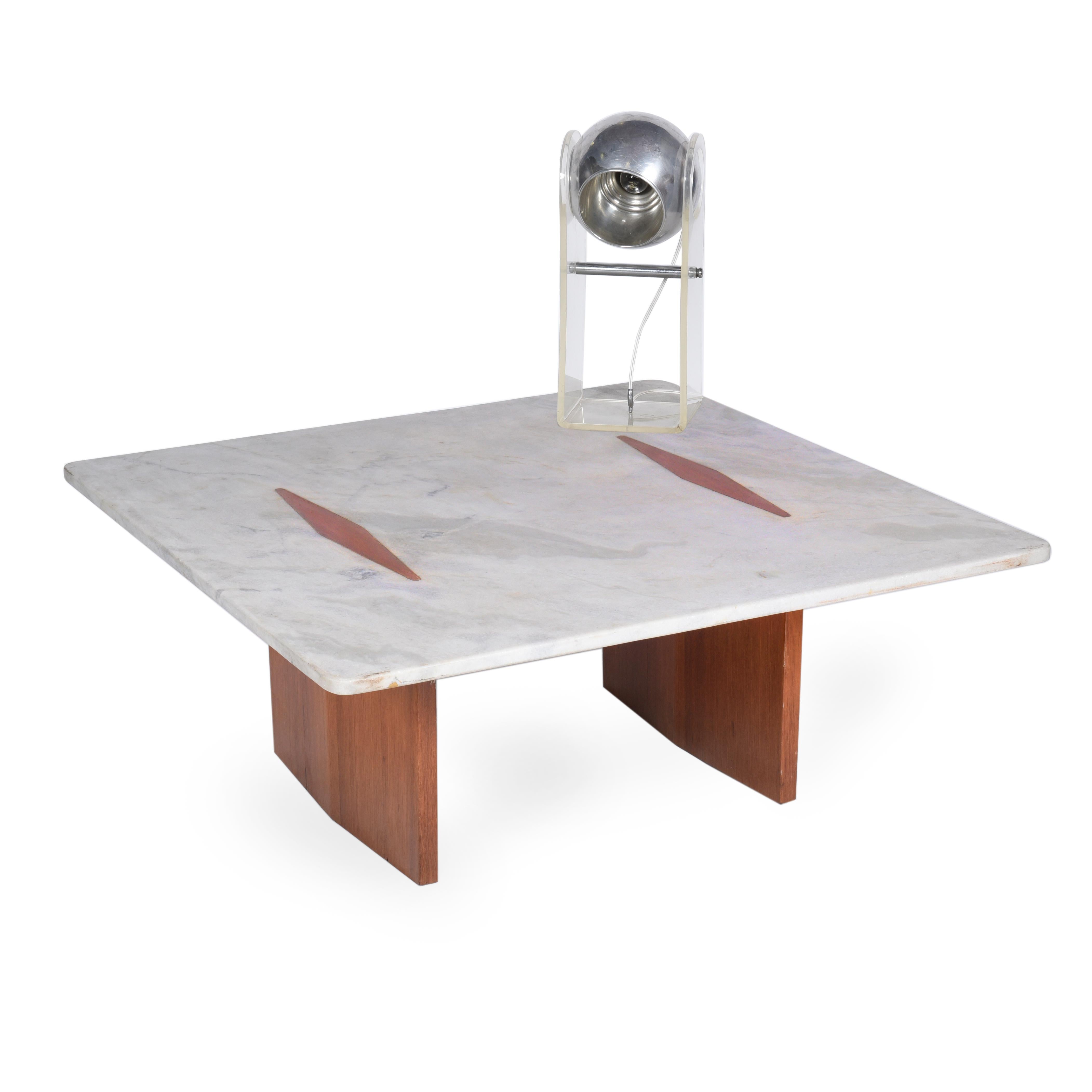 20th Century Jorge Zalszupin Midcentury Brazilian Center Table with Marble Top, 1960s