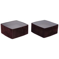 Jorge Zalszupin Midcentury Brazilian Suede-Coated Side Table with Glass Top Jorge Zalszupin Midcentury Brazilian Suede-Coated Side Table with Glass Top