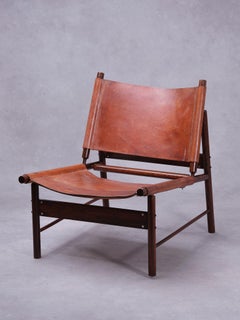 Jorge Zalszupin, Rare Pair of 'Jockey' Chairs, Brazil, 1959, Original Leather