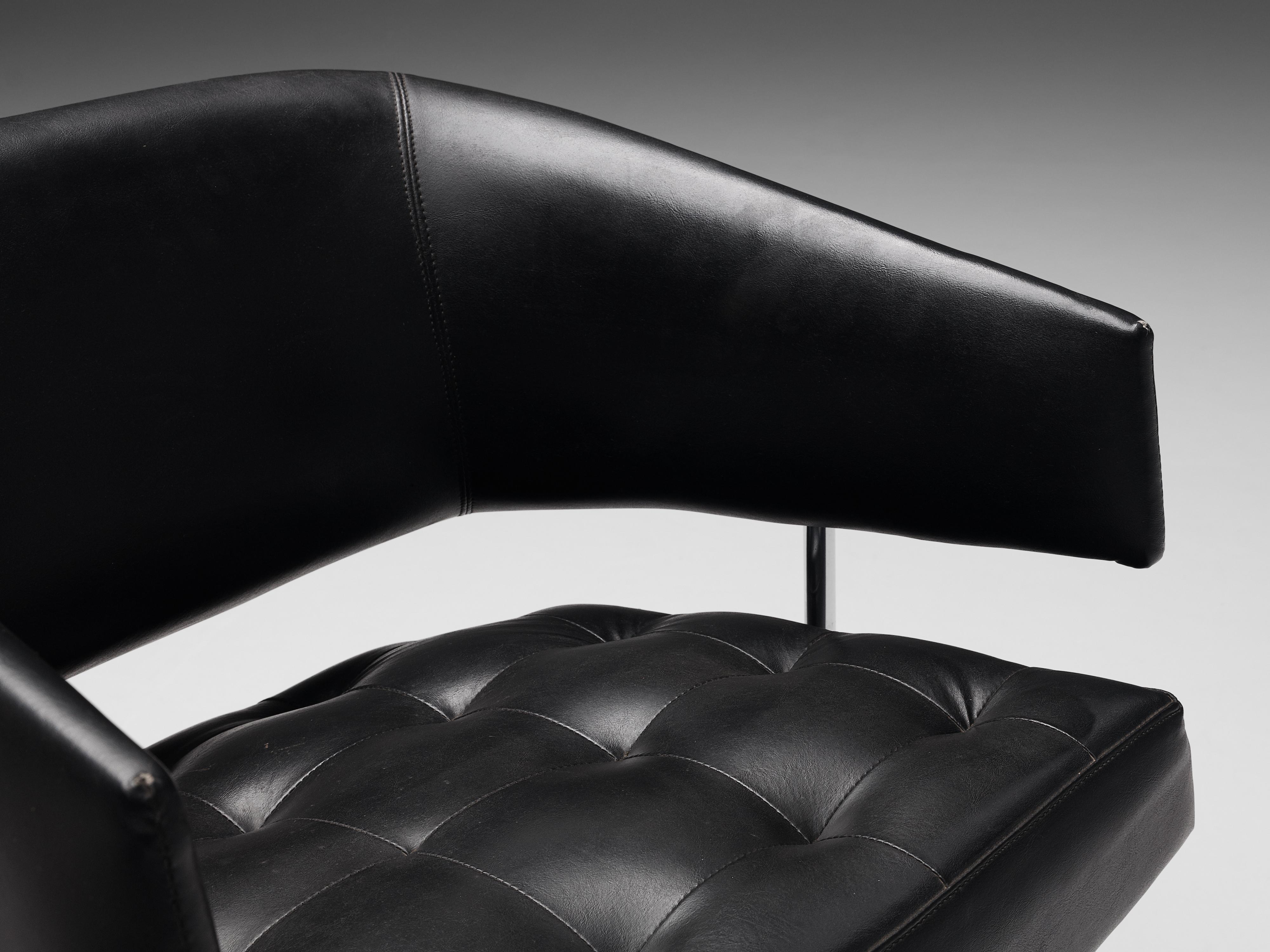 Jorge Zalszupin Pair of 'Senior' Chairs in Black Leatherette In Good Condition In Waalwijk, NL