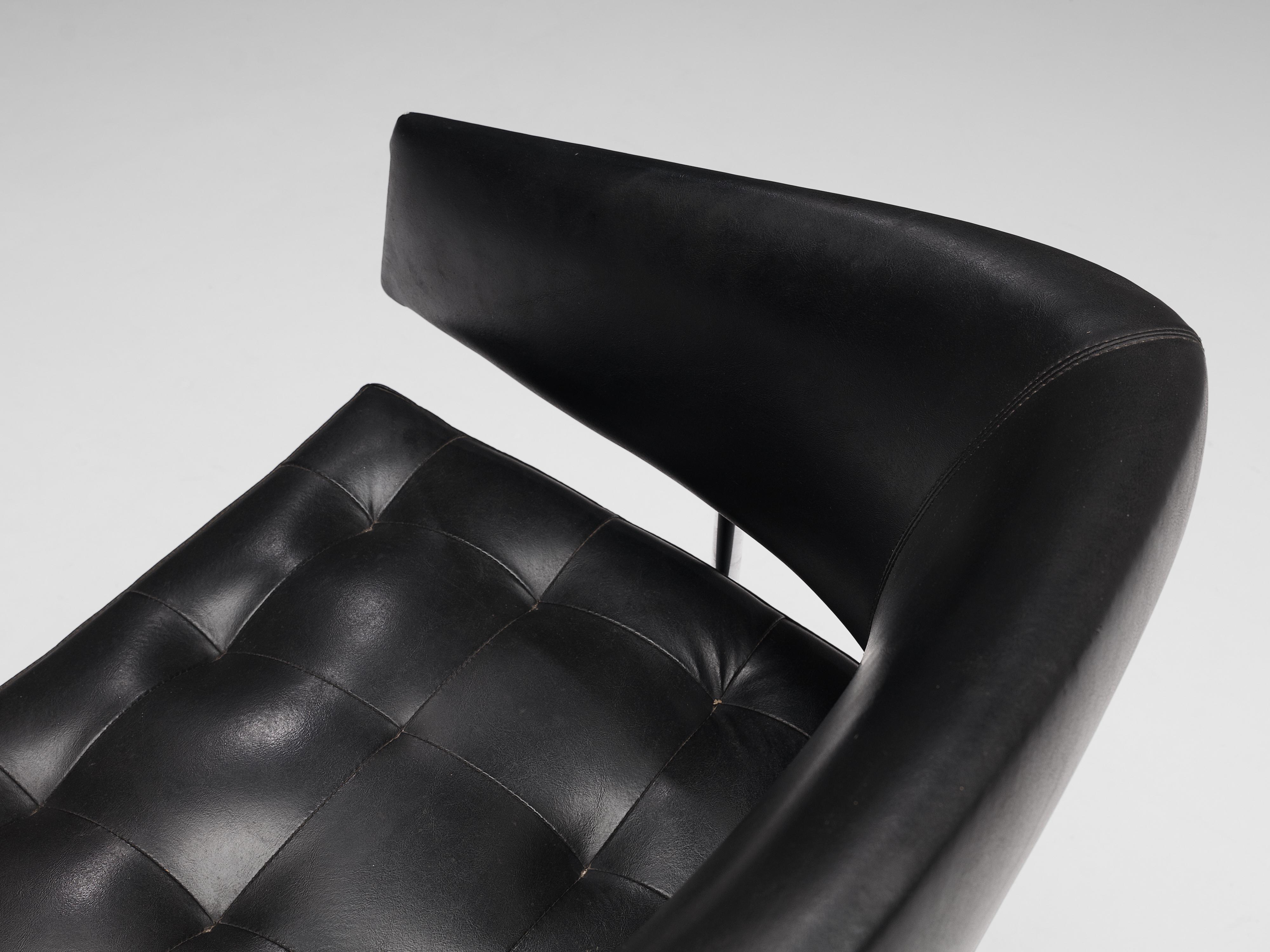 Jorge Zalszupin Pair of 'Senior' Chairs in Black Leatherette 1