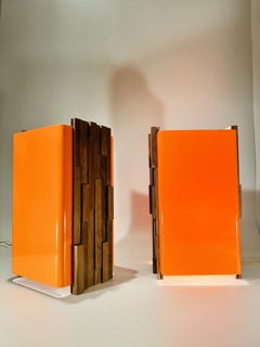 Jorge Zalszupin coppia di lampade da tavolo in Jacaranda e acrilico circa 1960