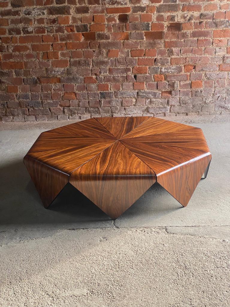 Jorge Zalszupin Petalas Pau Ferro coffee table by L' Atelier circa 1960

Magnificent mid century Jorge Zalszupin ‘Petalas' Brazilian Pau Ferro (Iron Wood) coffee table manufactured by L' Atelier circa 1960, the octagonal Petalas coffee table was