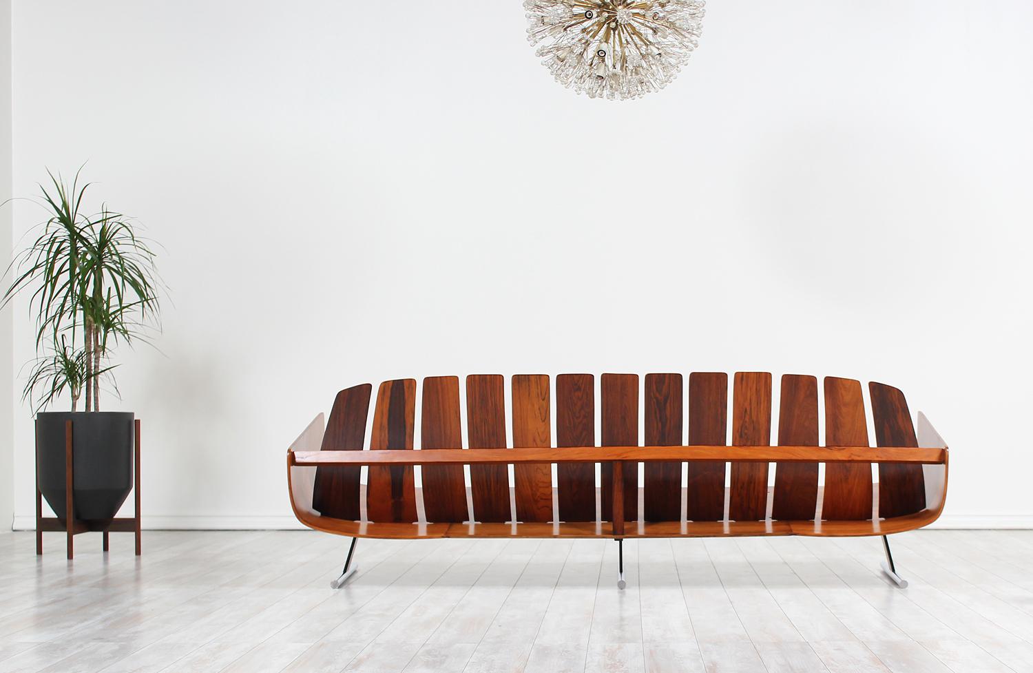 Brass Jorge Zalszupin “Presidencial” Rosewood Sofa for L’atelier