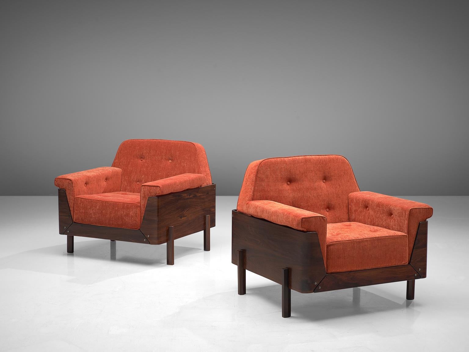 Mid-Century Modern Lineart Moveis e Decoracoes Pair of Rosewood Armchairs Reupholstered