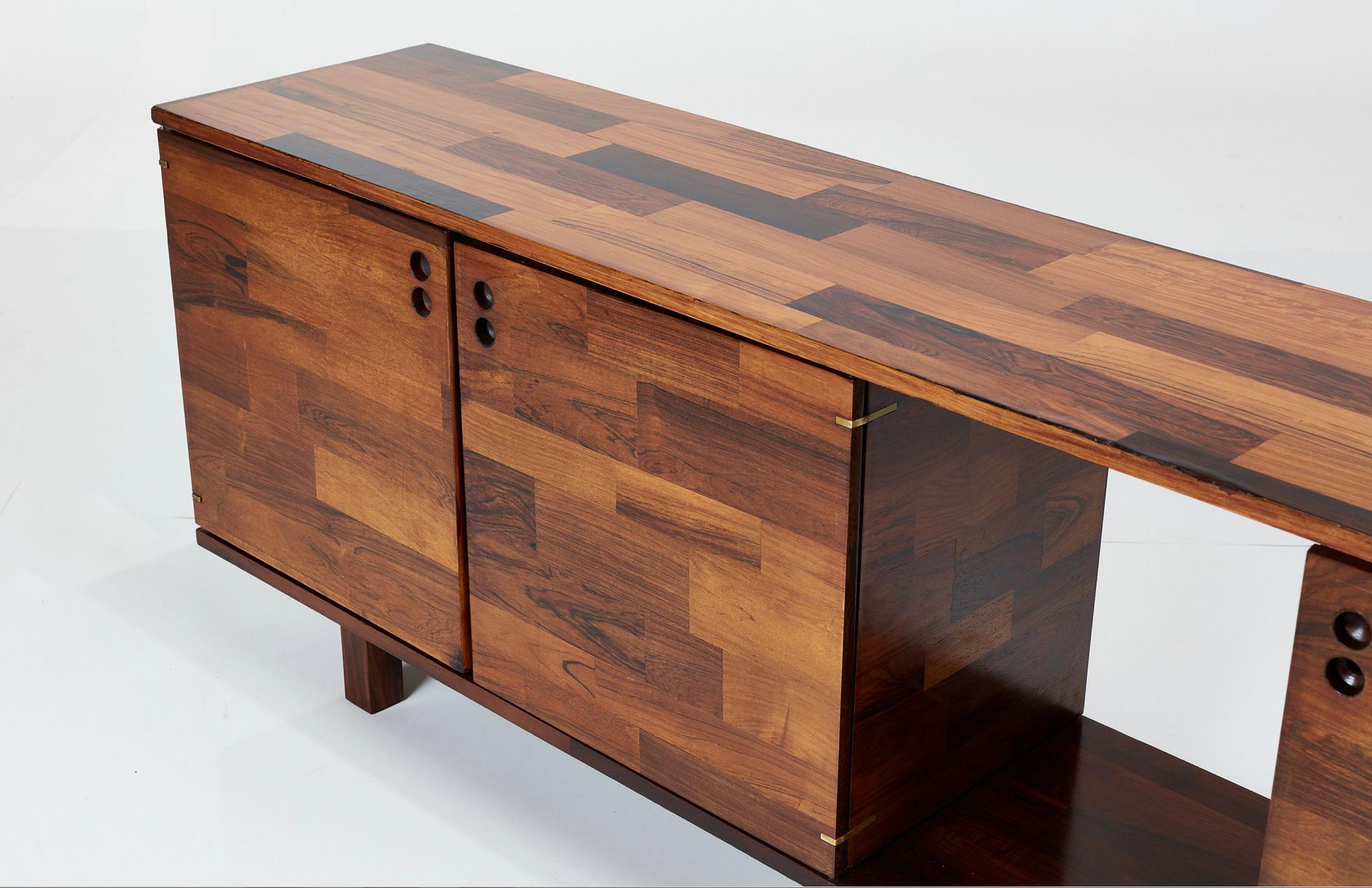 Patchwork Jorge Zalszupin Rosewood Mid-Century Credenza for L'Atelier, Brazil, 1960s For Sale