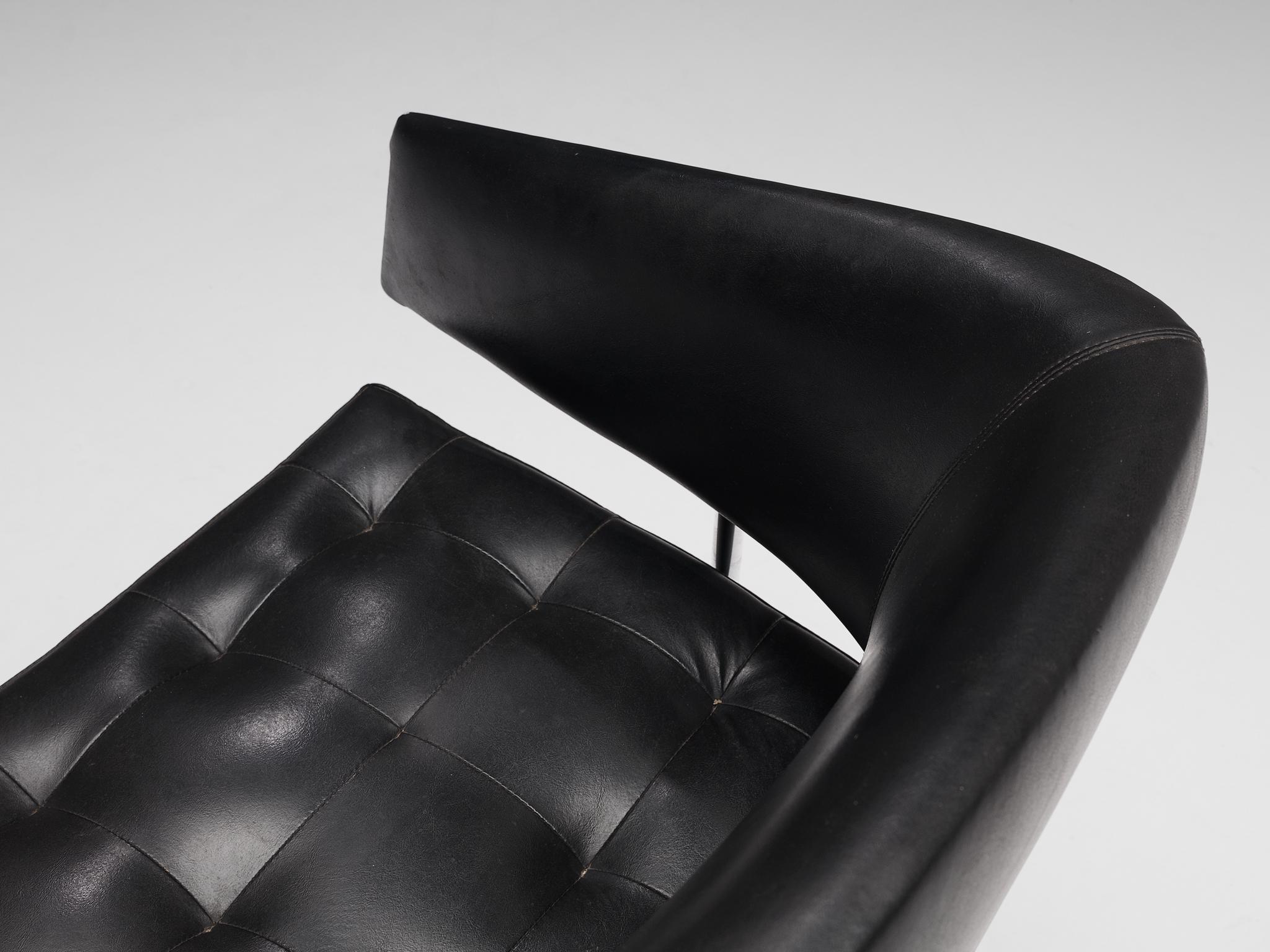 Jorge Zalszupin Set of Four 'Senior' Chairs in Black Leatherette 1