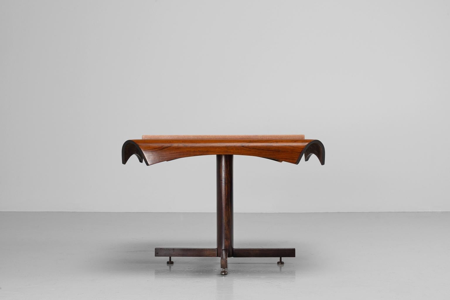 Cold-Painted Jorge Zalszupin side table L'Atelier Brazil 1960 For Sale