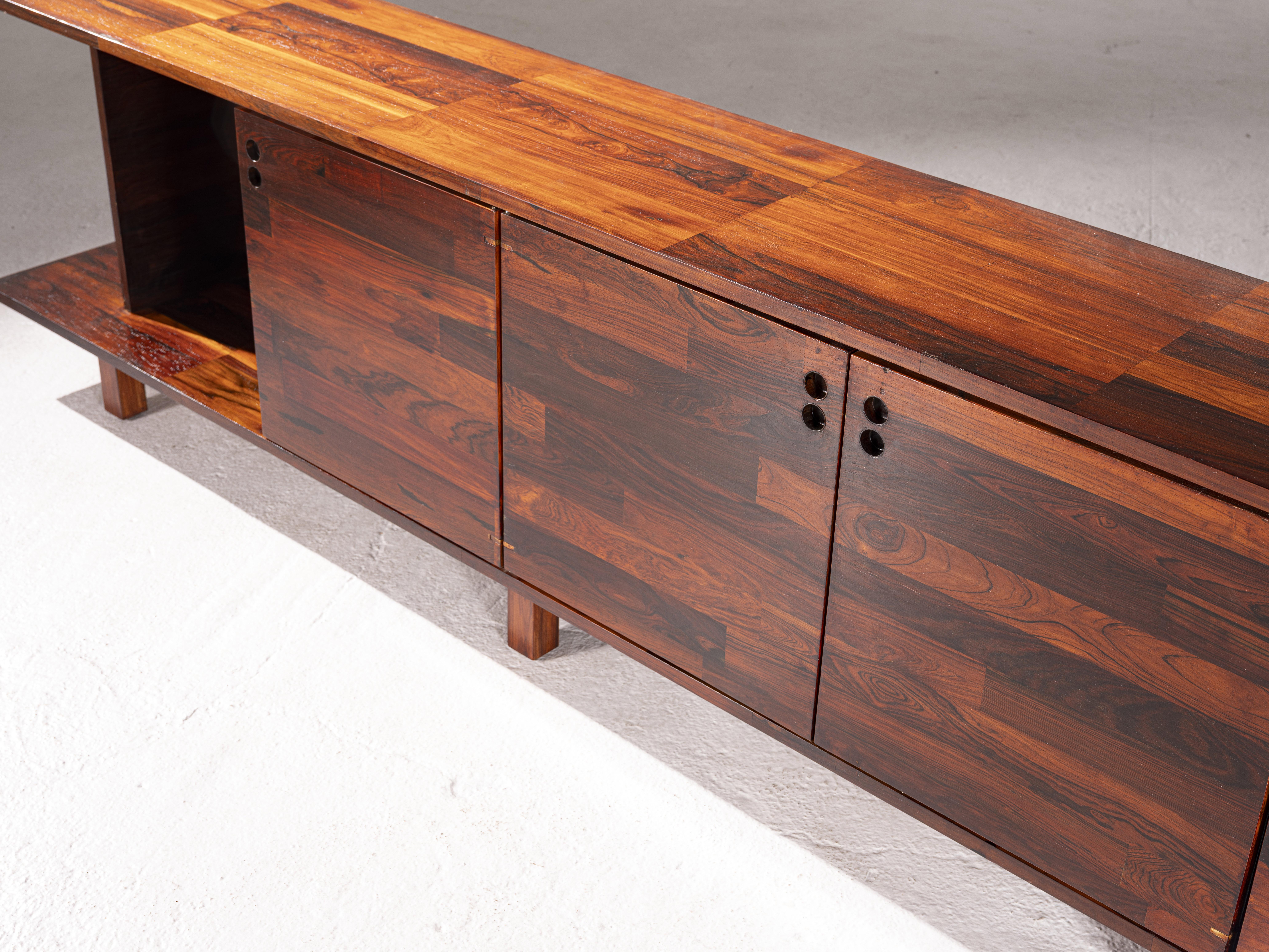 Hand-Crafted Jorge Zalszupin. Sideboard Componivel, c. 1960. 72 x 350 x 40 cm For Sale
