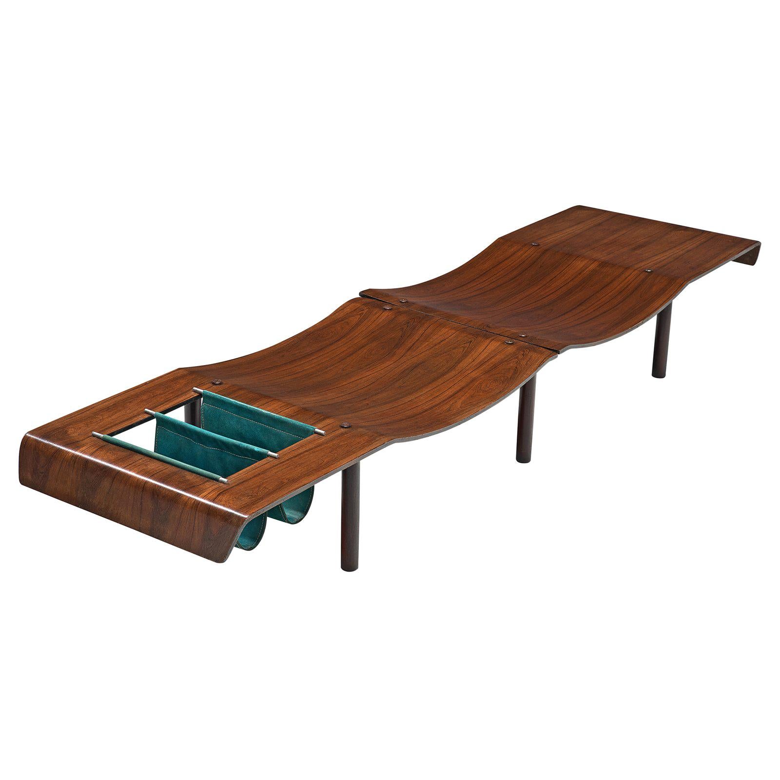 Brazilian, Small 'Onda' Style Bench in Rosewood