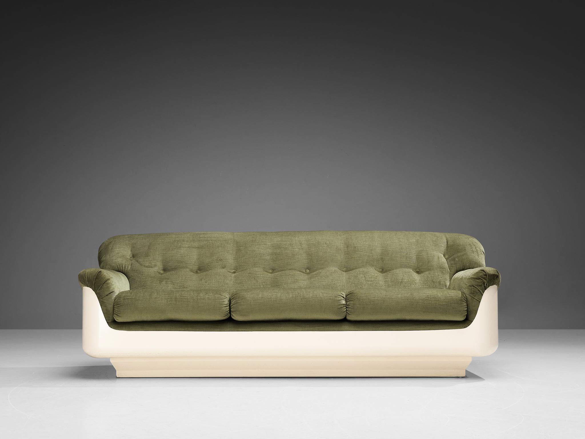 Mid-Century Modern Jorge Zalszupin Sofa in Fiberglass and Velvet