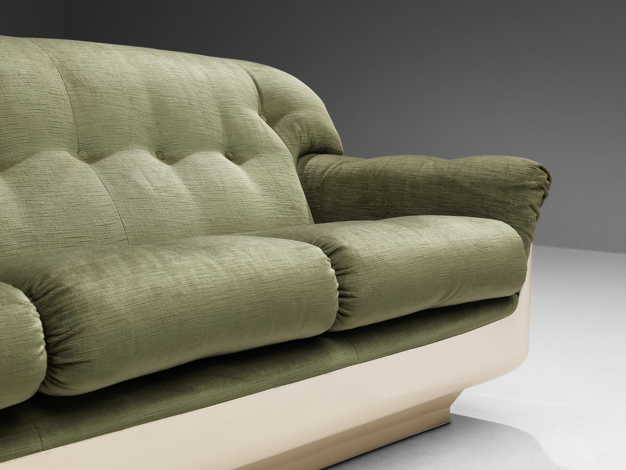 Brazilian Jorge Zalszupin Sofa in Fiberglass and Velvet