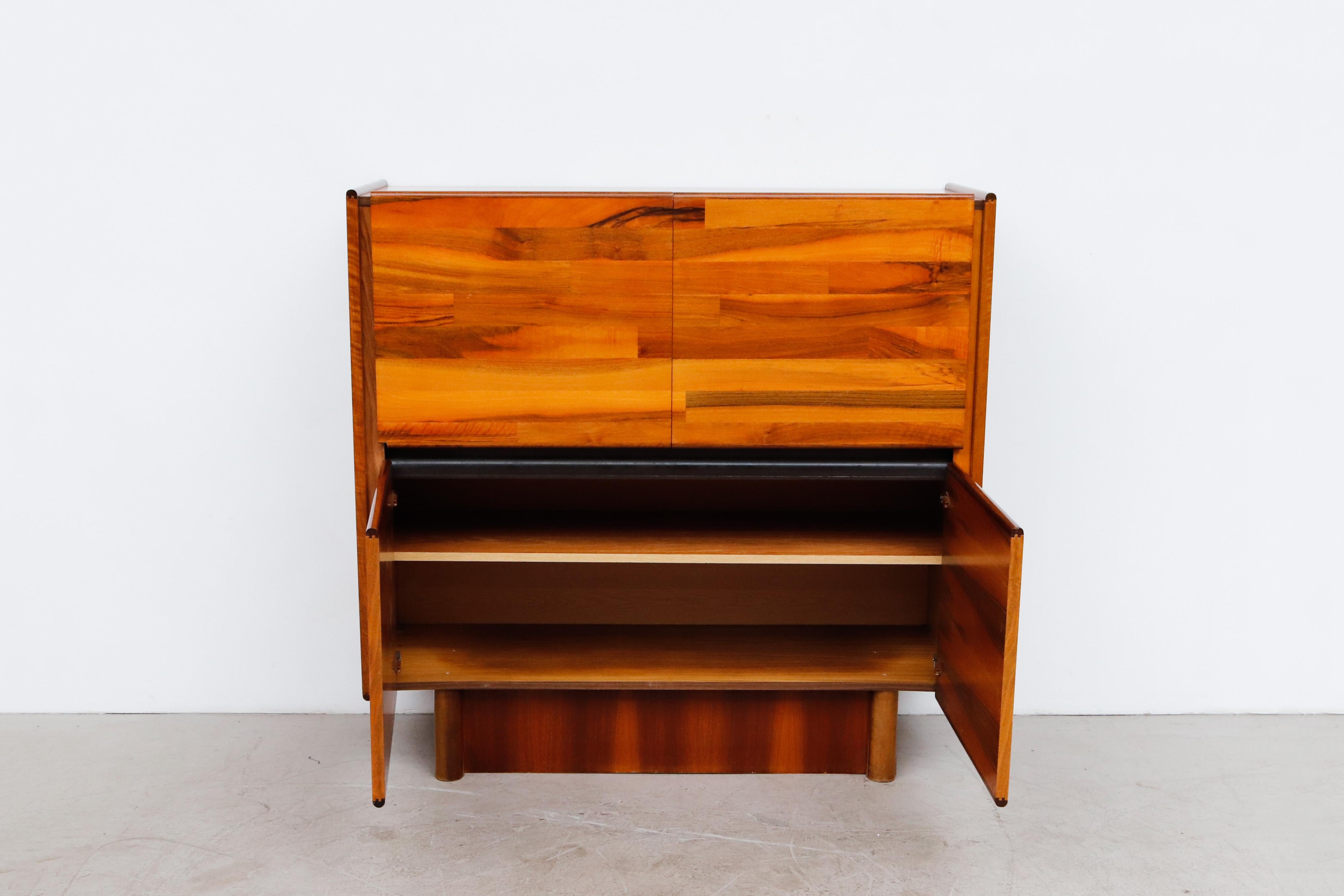 Mid-Century Modern Jorge Zalszupin Style Glossy Wood Patchwork Dry Bar