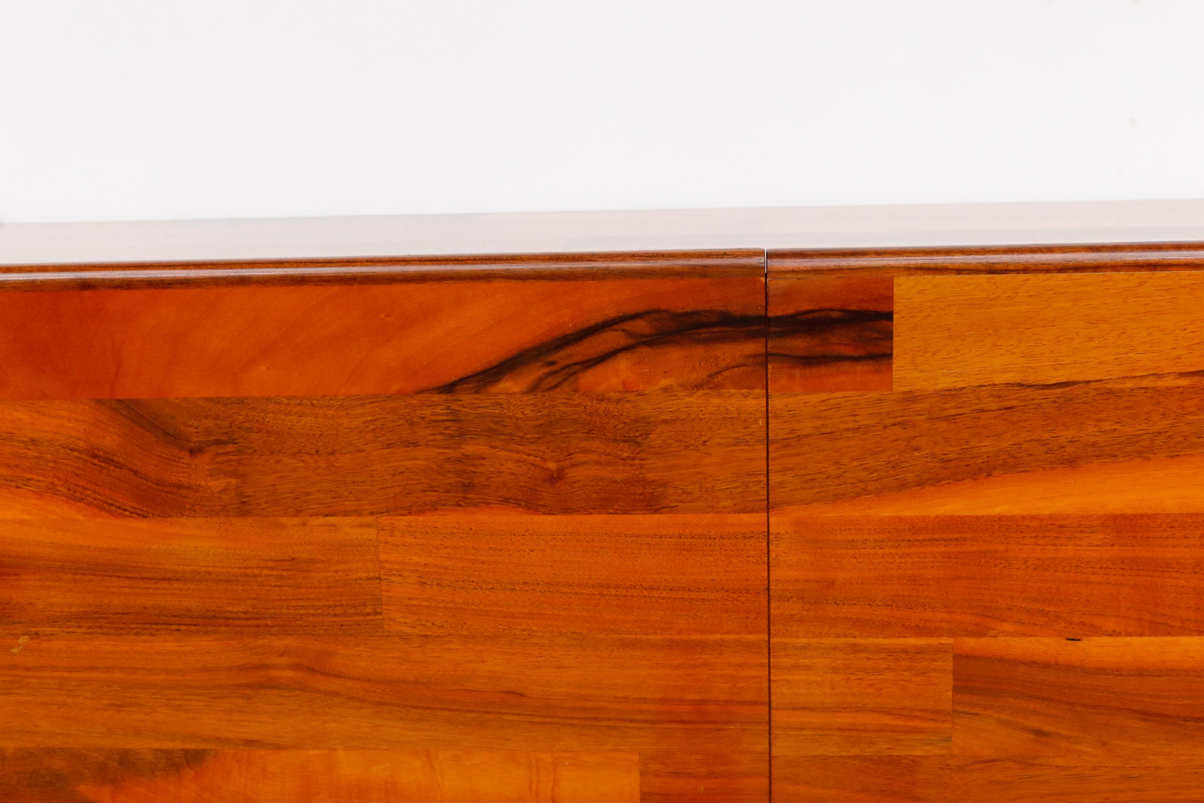 Late 20th Century Jorge Zalszupin Style Glossy Wood Patchwork Dry Bar