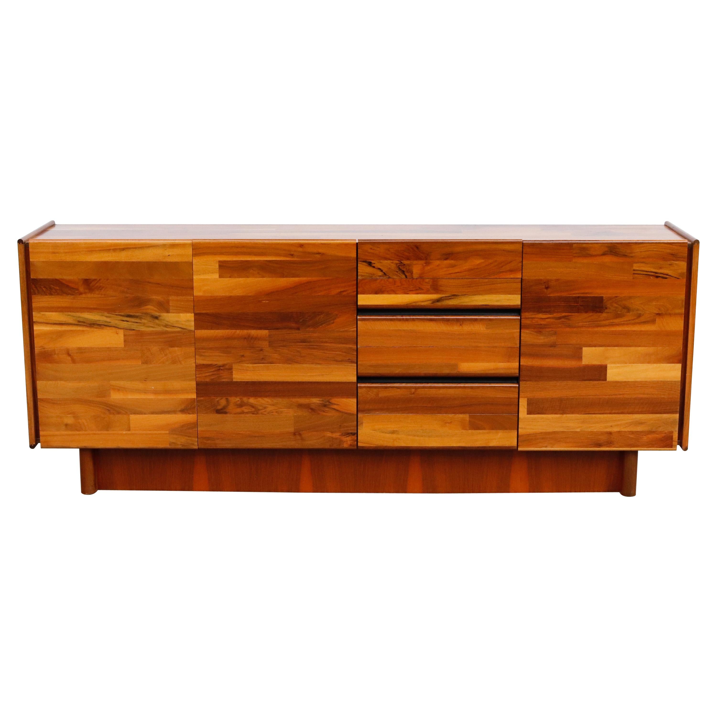 Jorge Zalszupin Style Glossy Wood Patchwork Sideboard