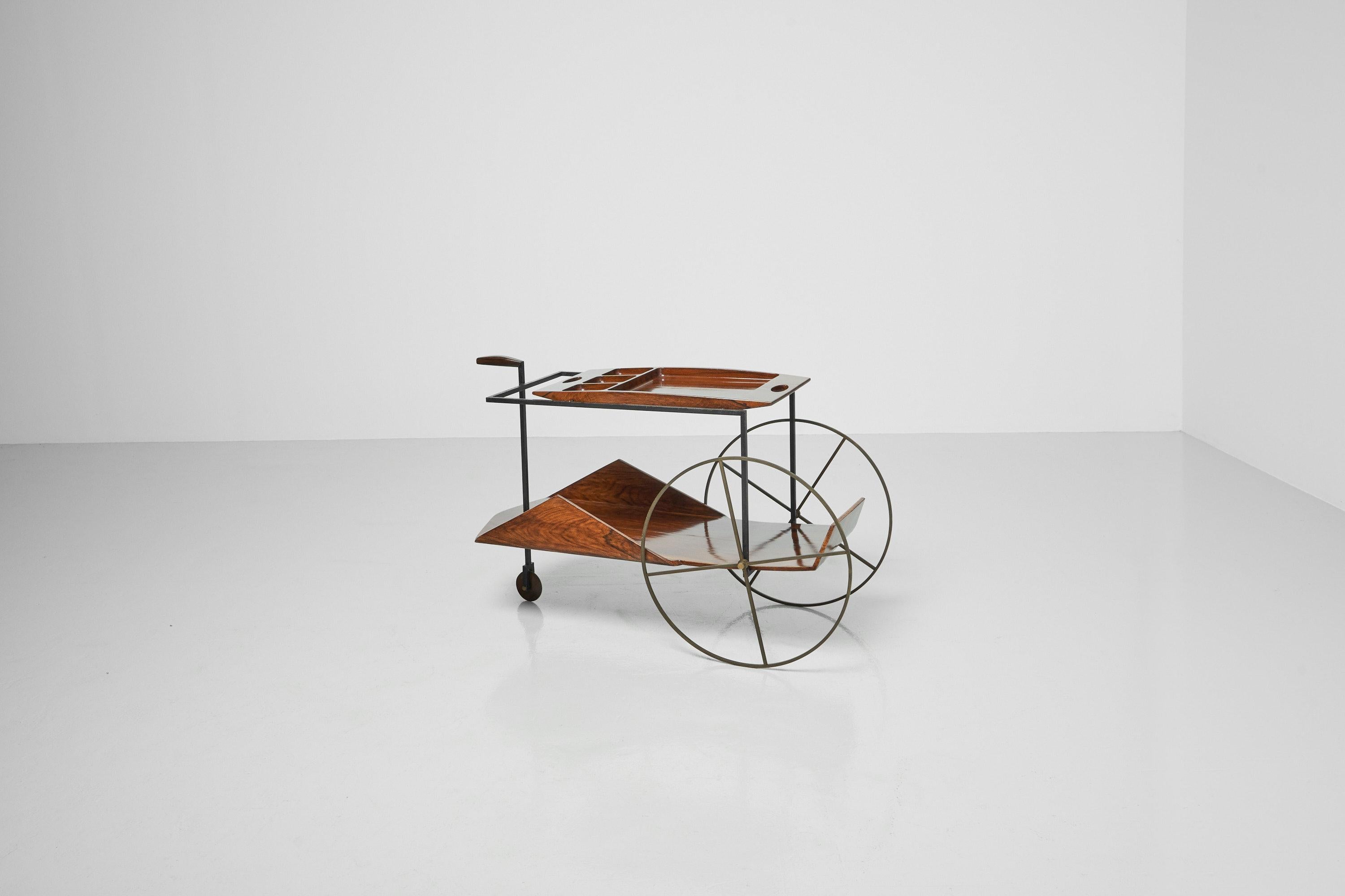 Mid-Century Modern Jorge Zalszupin tea cart L'Atelier Brazil 1959 For Sale