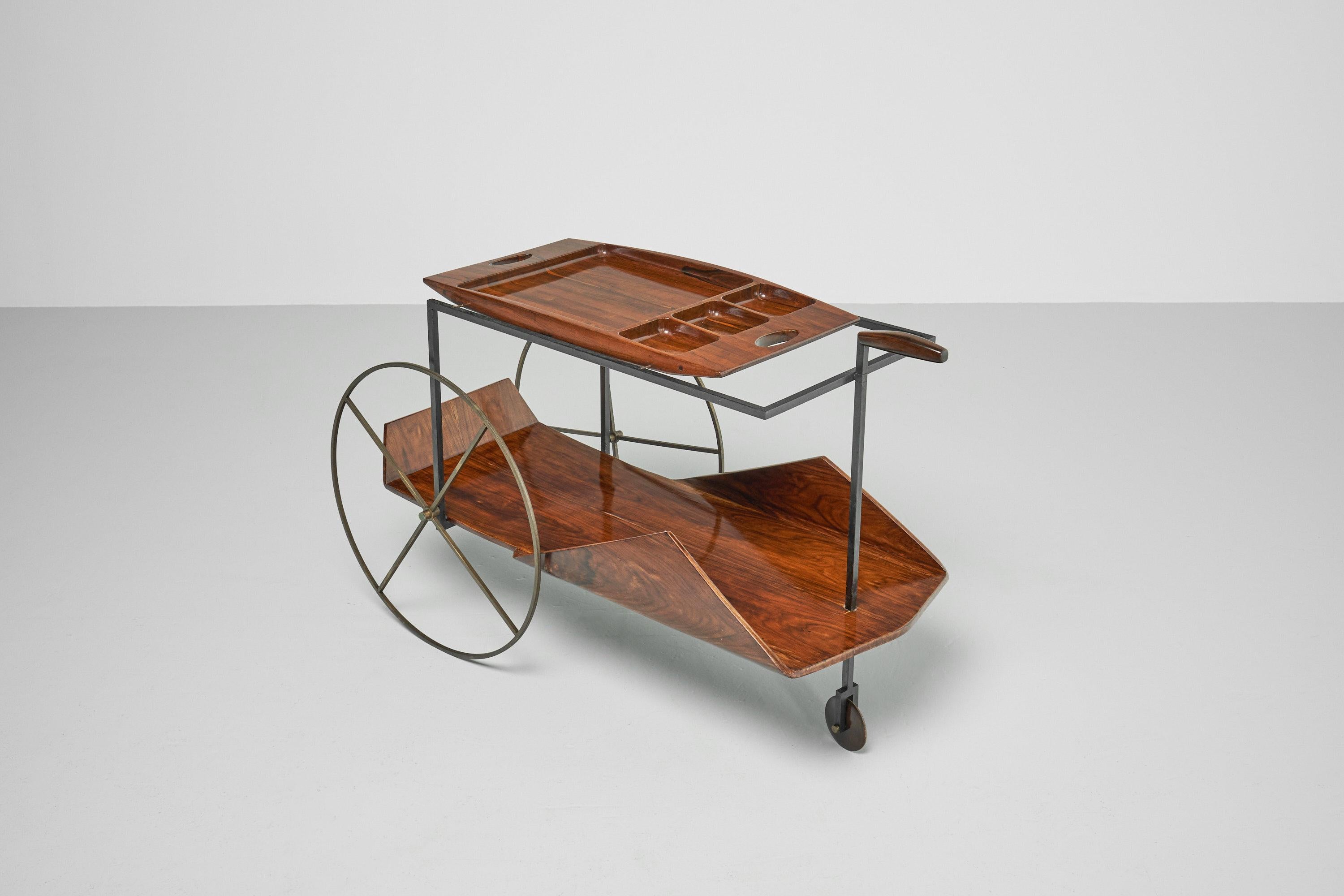 Jorge Zalszupin tea cart L'Atelier Brazil 1959 For Sale 2