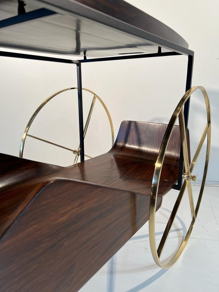 Jorge Zalszupin - Tea Trolley, Carrinho de Chá, L´Atelier, 1959 , orig. label 10