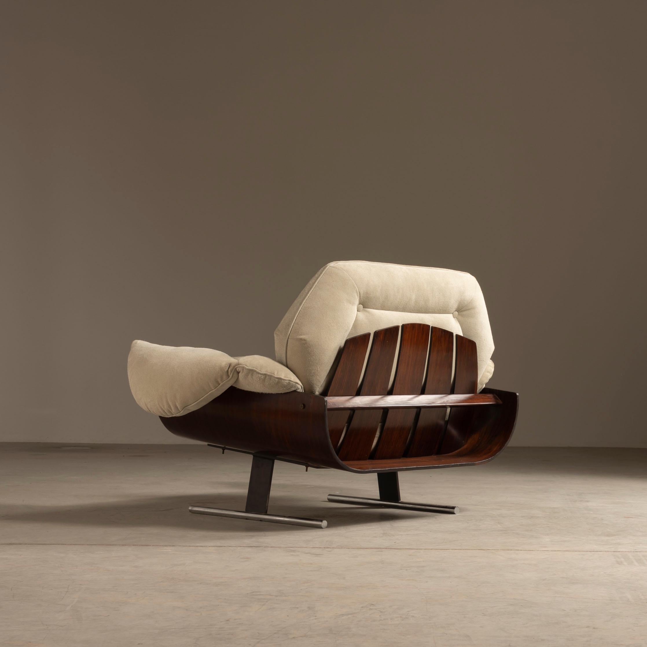 Chrome Jorge Zalszupin's Presidential Lounge Chair, Brazilian Mid-Century Modern Design For Sale