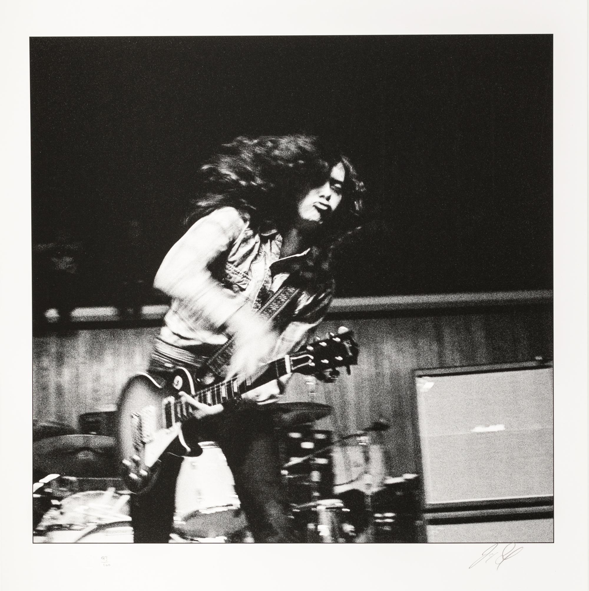 Jorgen Angel Black and White Photograph - Jimmy Page of Led Zeppelin 1970 signed limited edition 