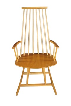 Jorgen Beeche / AM Mobler Fauteuil à bascule moderne danois en hêtre Fauteuil à bascule moderniste