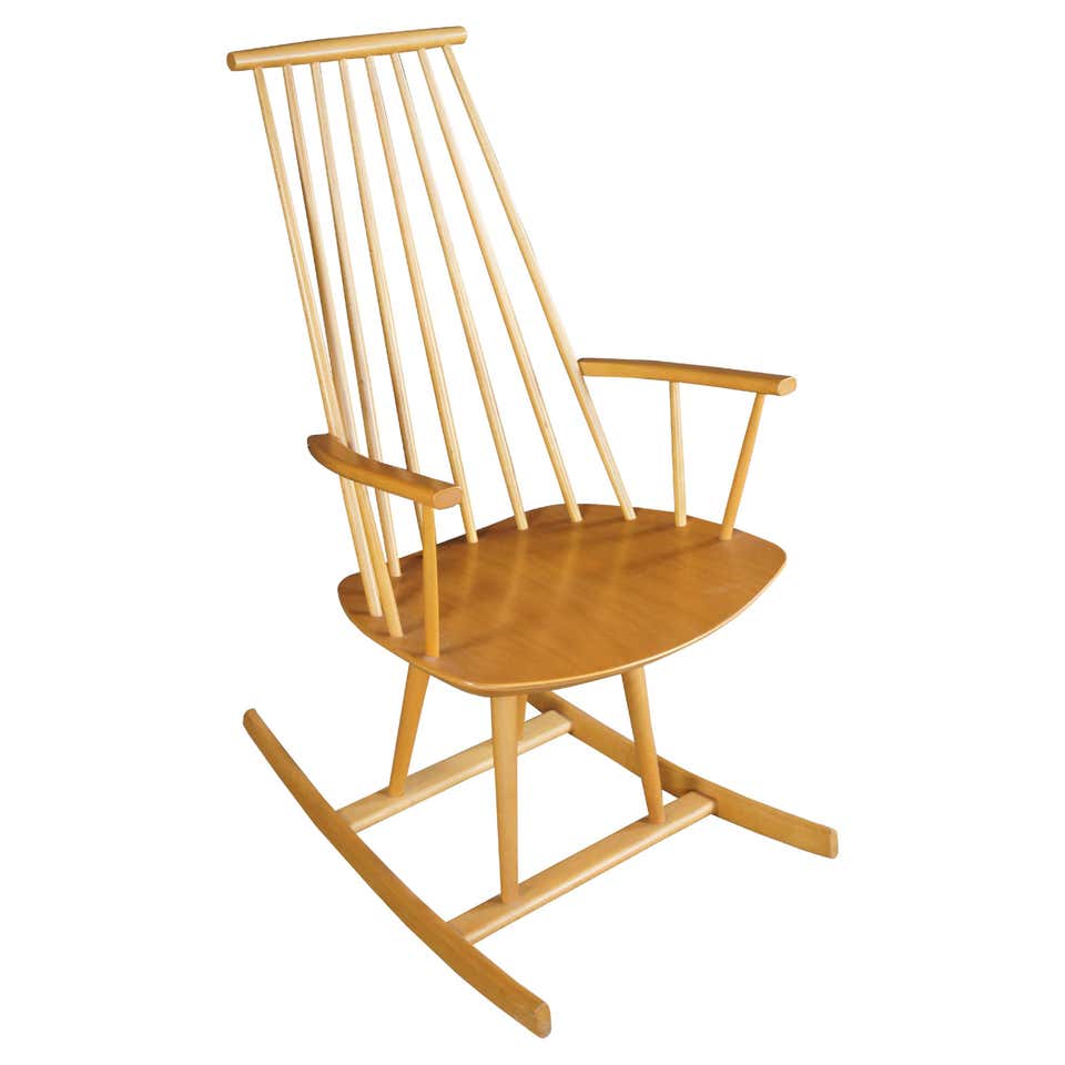 Rex Rocking Chair Natural Oak, Solid Frame + Plywood, Mid-Century ...