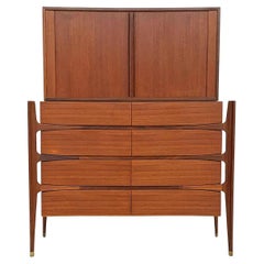 Jorgen Clausen for Brande Møbelfabrik Teak Highboy and Pair of Nightstands