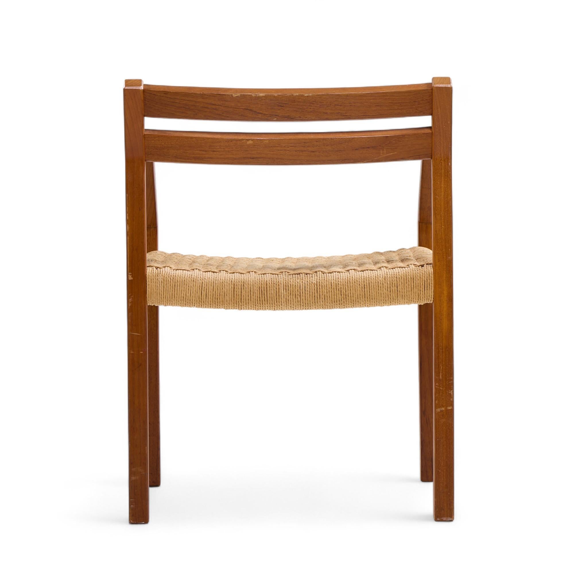 Jorgen Henrik Moller for JL Moller Danish Teak, Paper Cord Dining Chairs - Pair For Sale 3