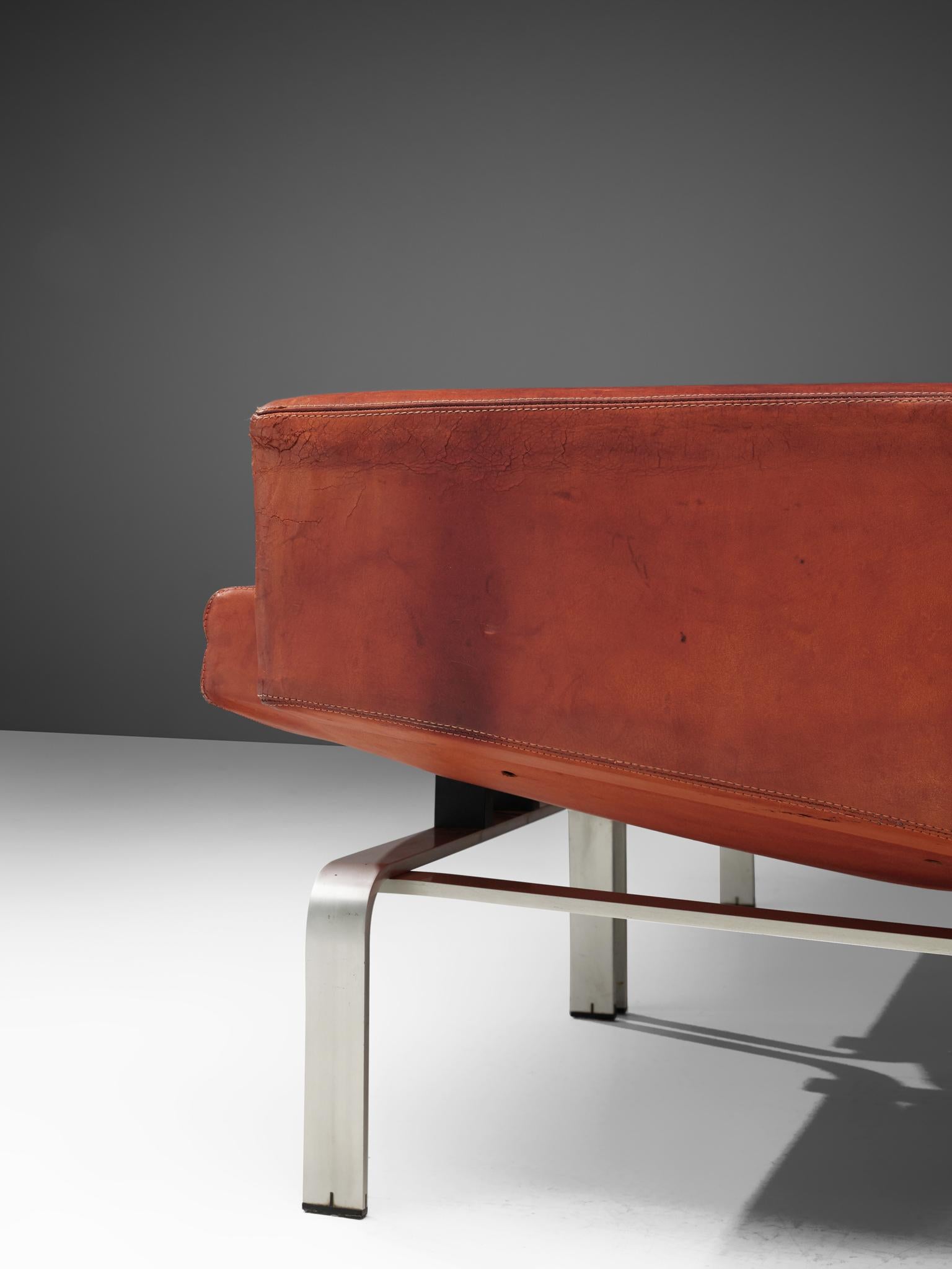 Mid-20th Century Jorgen Høj for Niels Vitsøe Sofa in Red Patinated Leather  For Sale