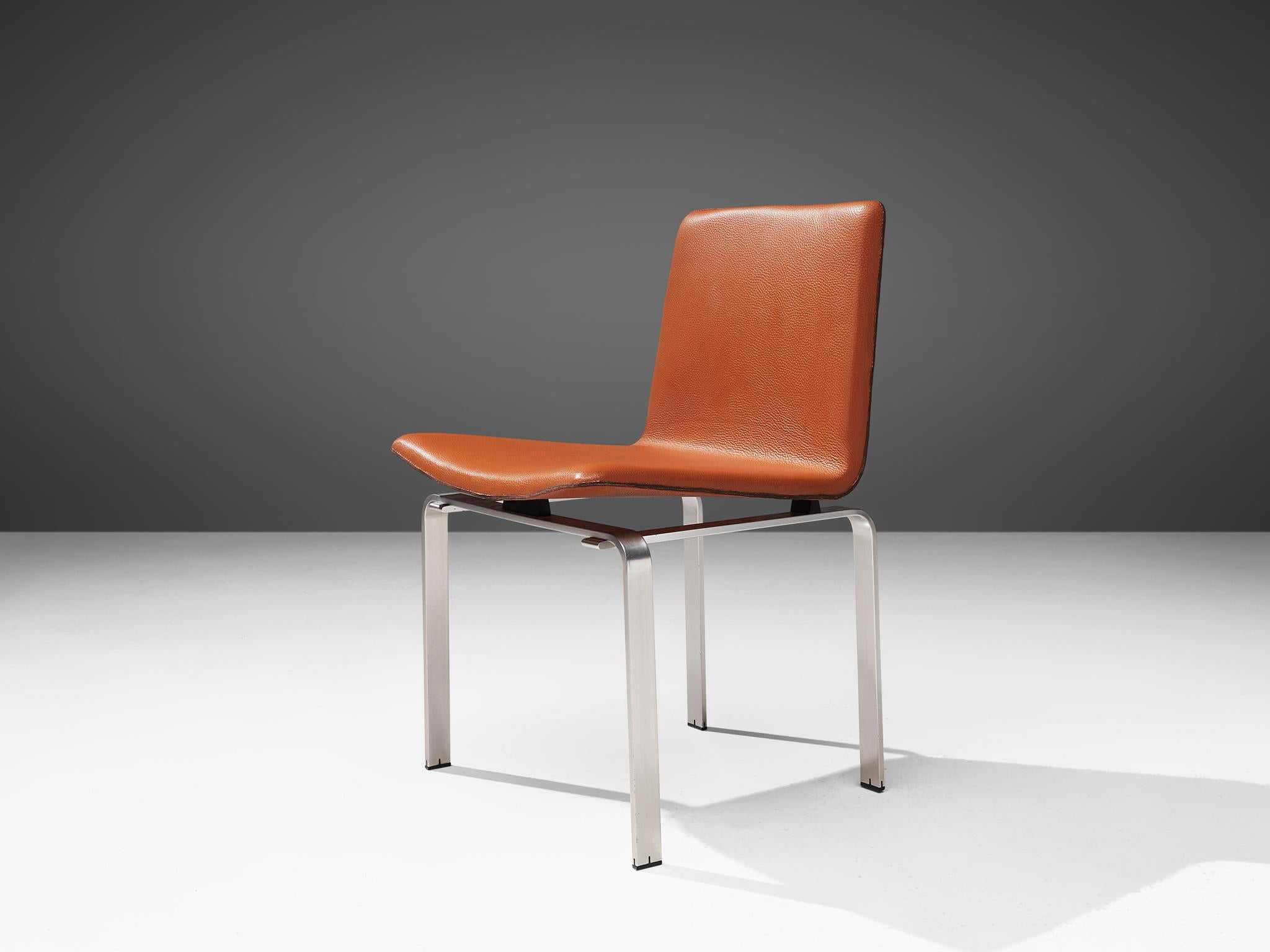 Mid-20th Century Jorgen Hoj Dining Chairs in Leather and Aluminum