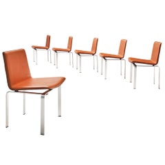 Jorgen Hoj Dining Chairs in Leather and Aluminum