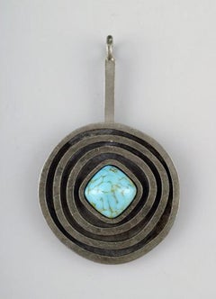 Jorgen Jensen, Denmark, Bracelet and Pendant in Pewter with Turquoise