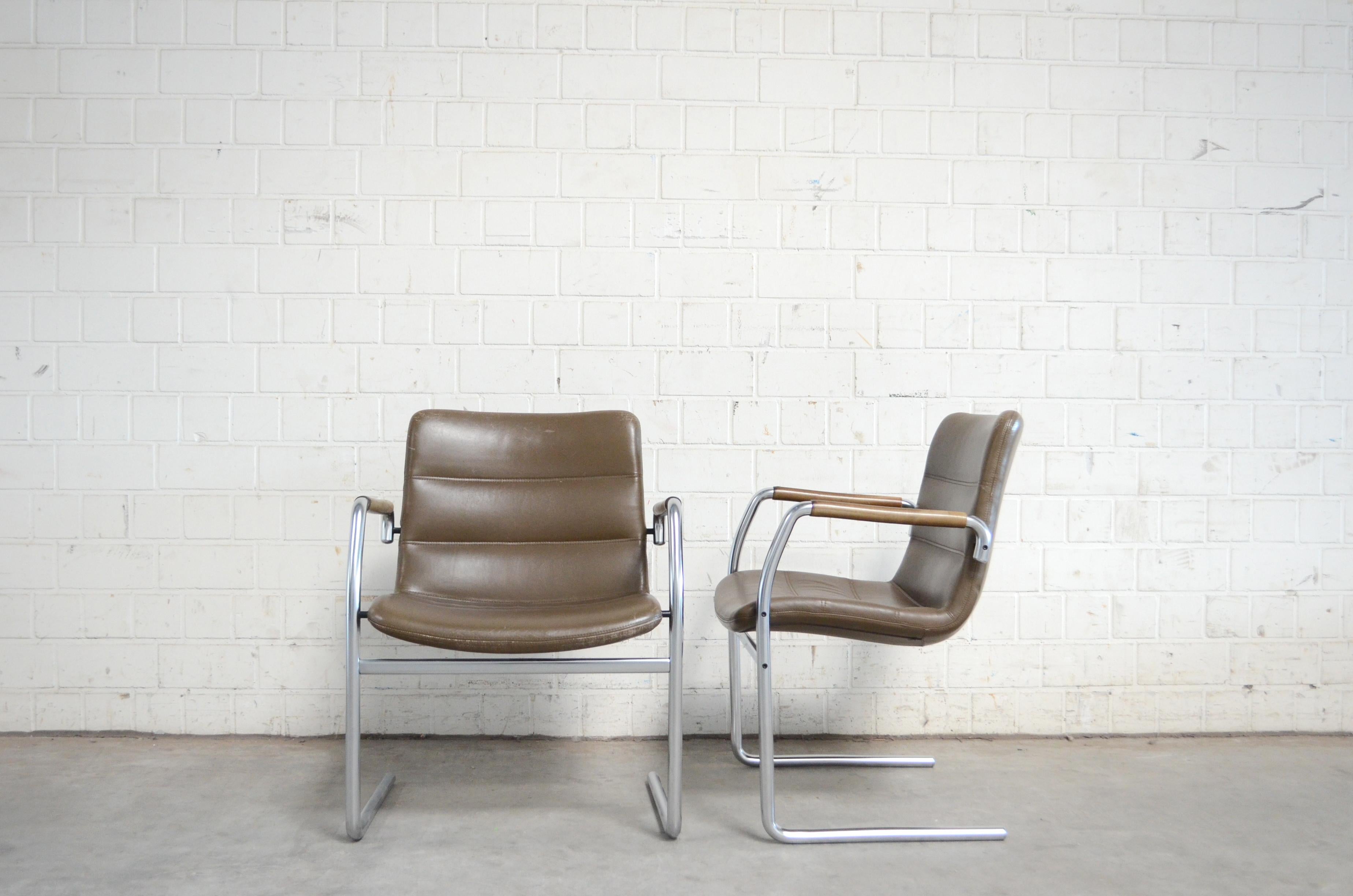 Jorgen Kastholm 4 Cantilever Leather Armchair Chair for Kusch+Co 5