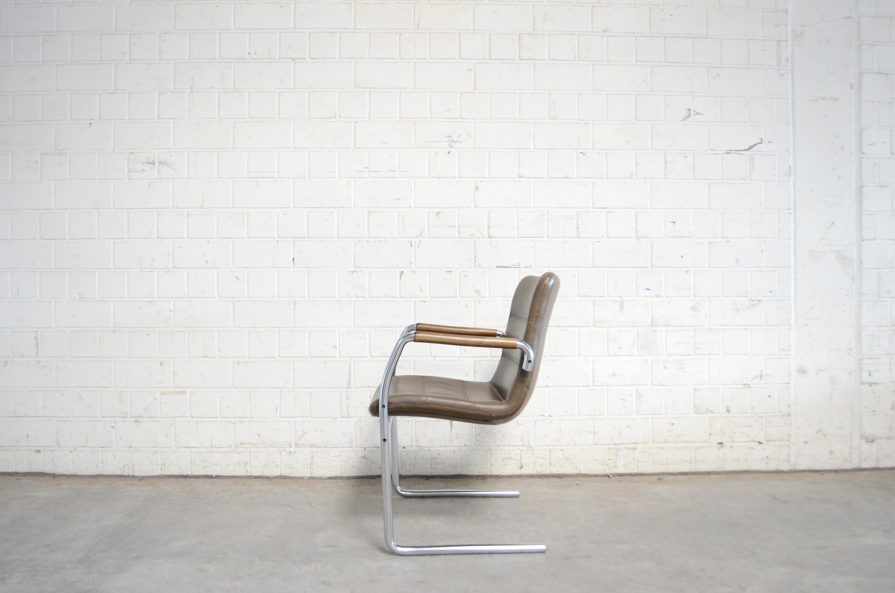 Jorgen Kastholm 4 Cantilever Leather Armchair Chair for Kusch+Co 7