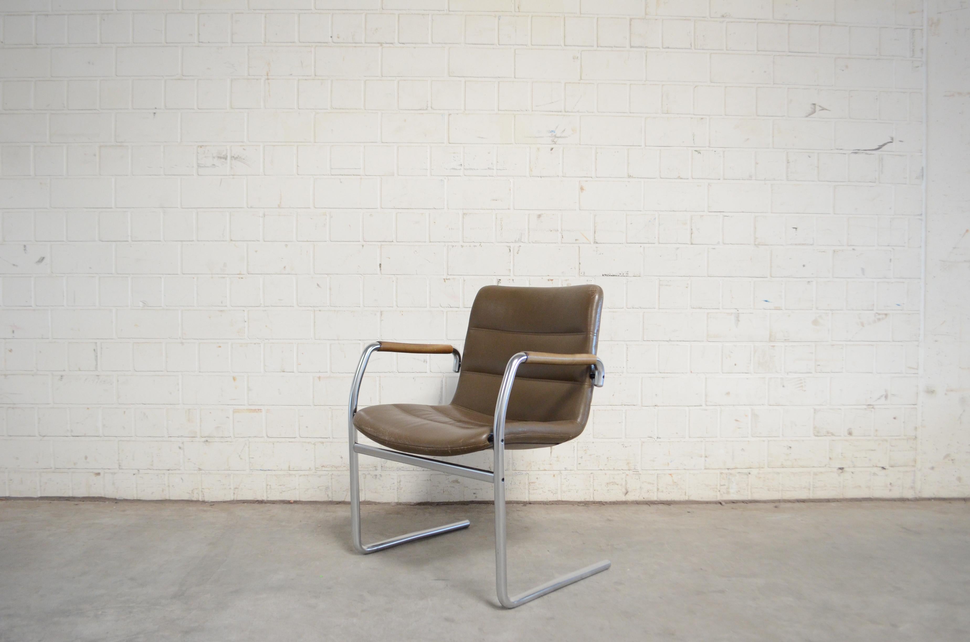 Jorgen Kastholm 4 Cantilever Leather Armchair Chair for Kusch+Co 9