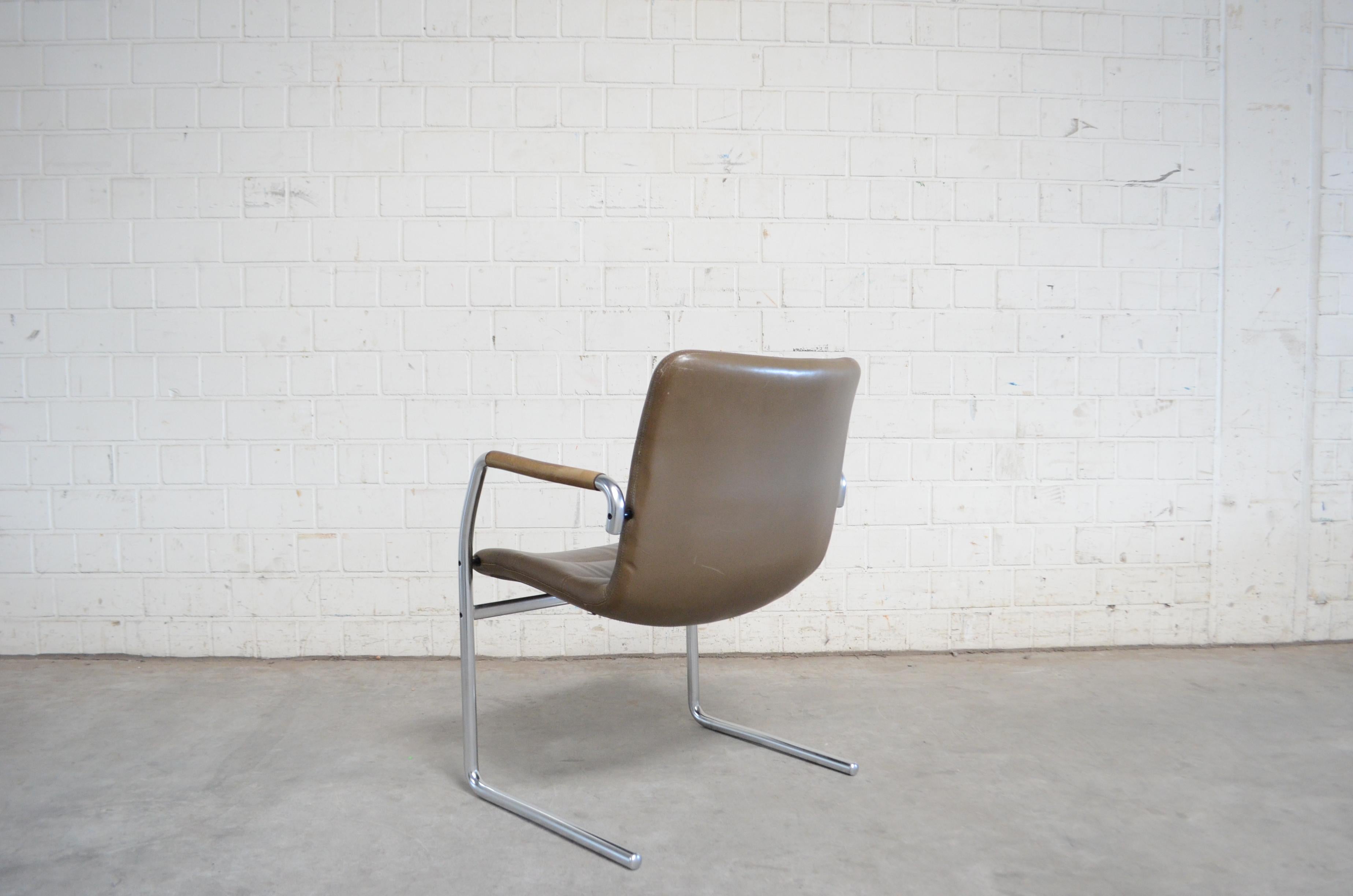 Jorgen Kastholm 4 Cantilever Leather Armchair Chair for Kusch+Co 10