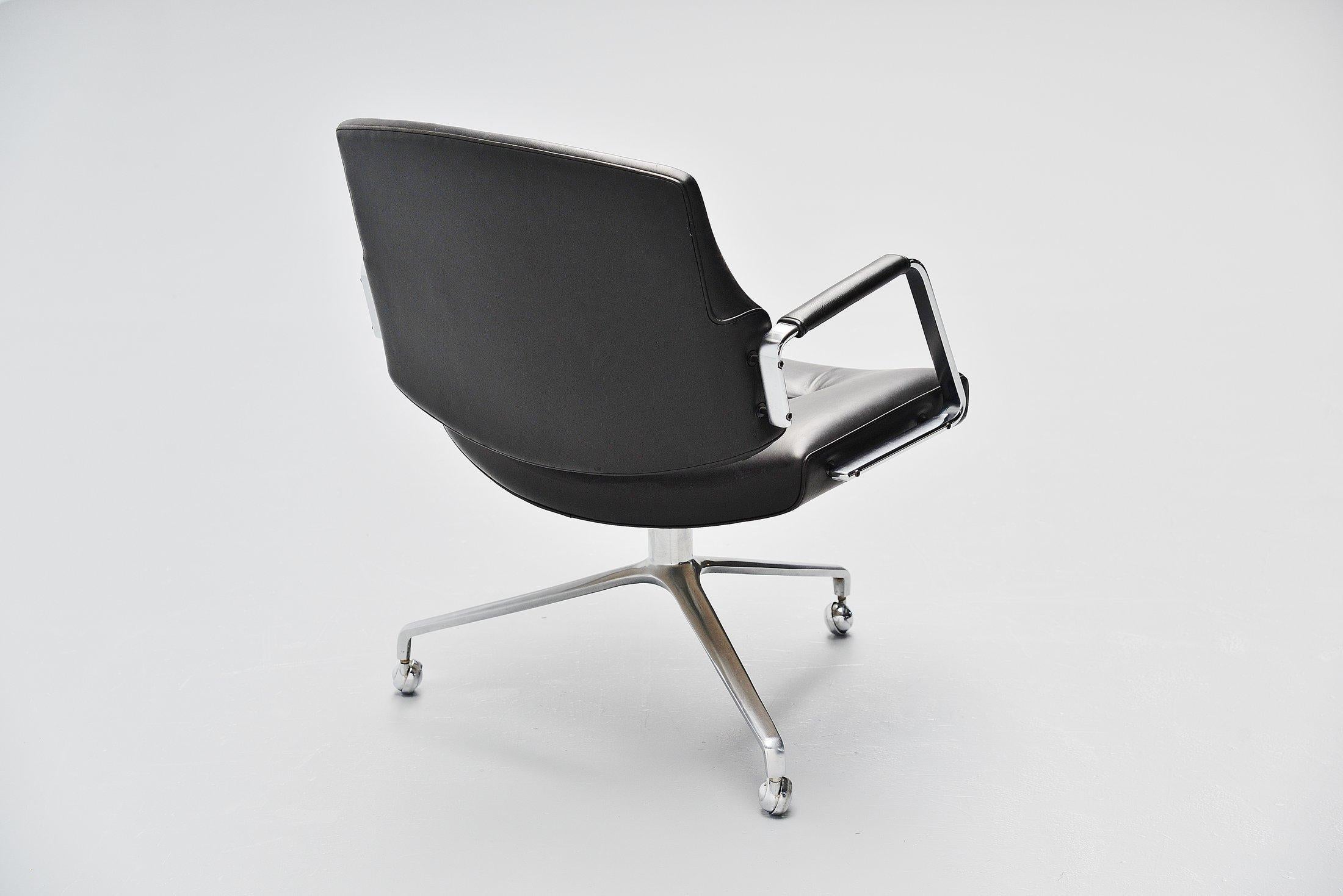 Stainless Steel Jorgen Kastholm Preben Fabricius FK84 Swivel Desk Chair, 1968
