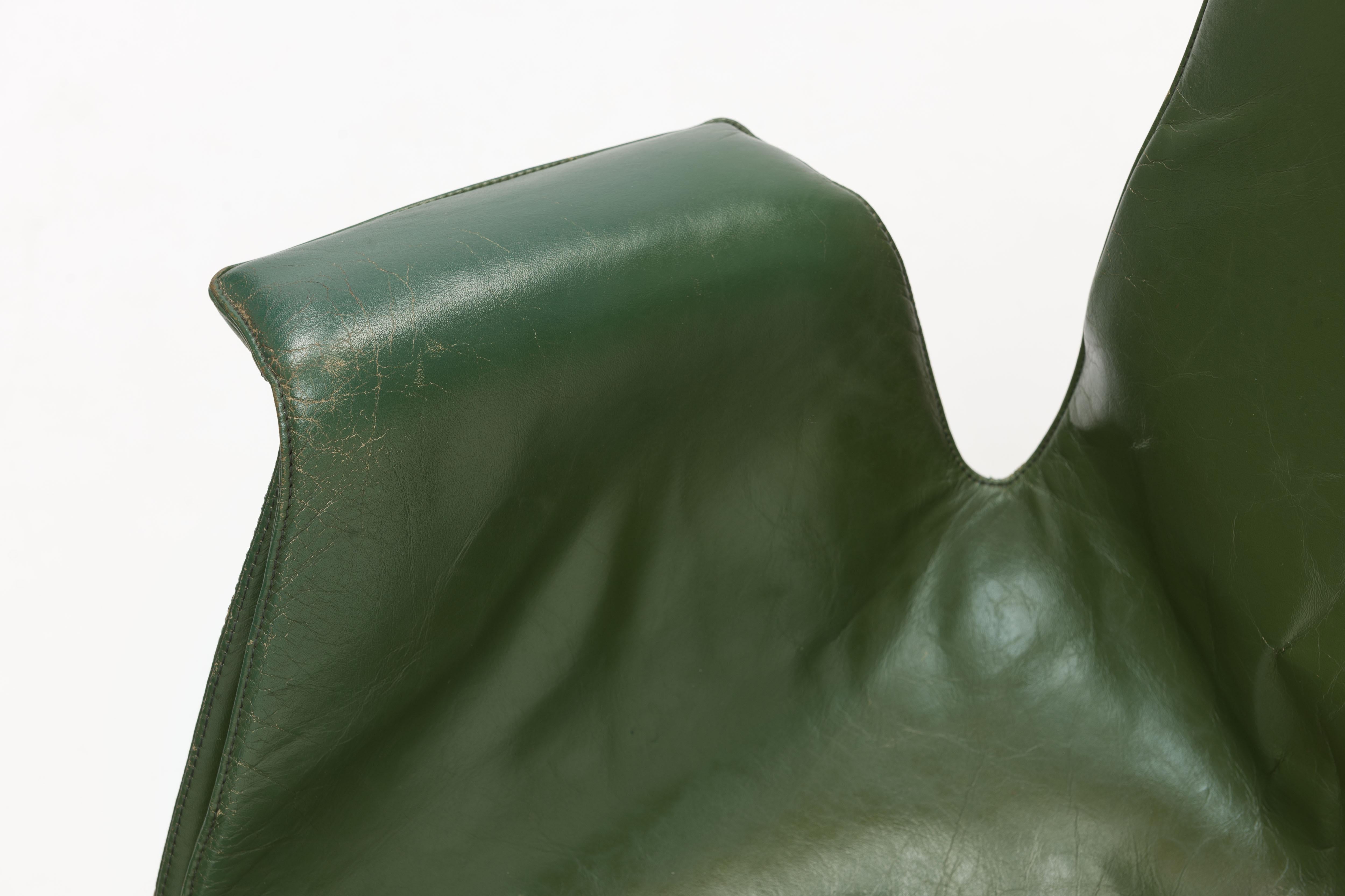 Jorgen Kastholm & Preben Fabricius Green Leather Tulip Bird Desk Chair 3