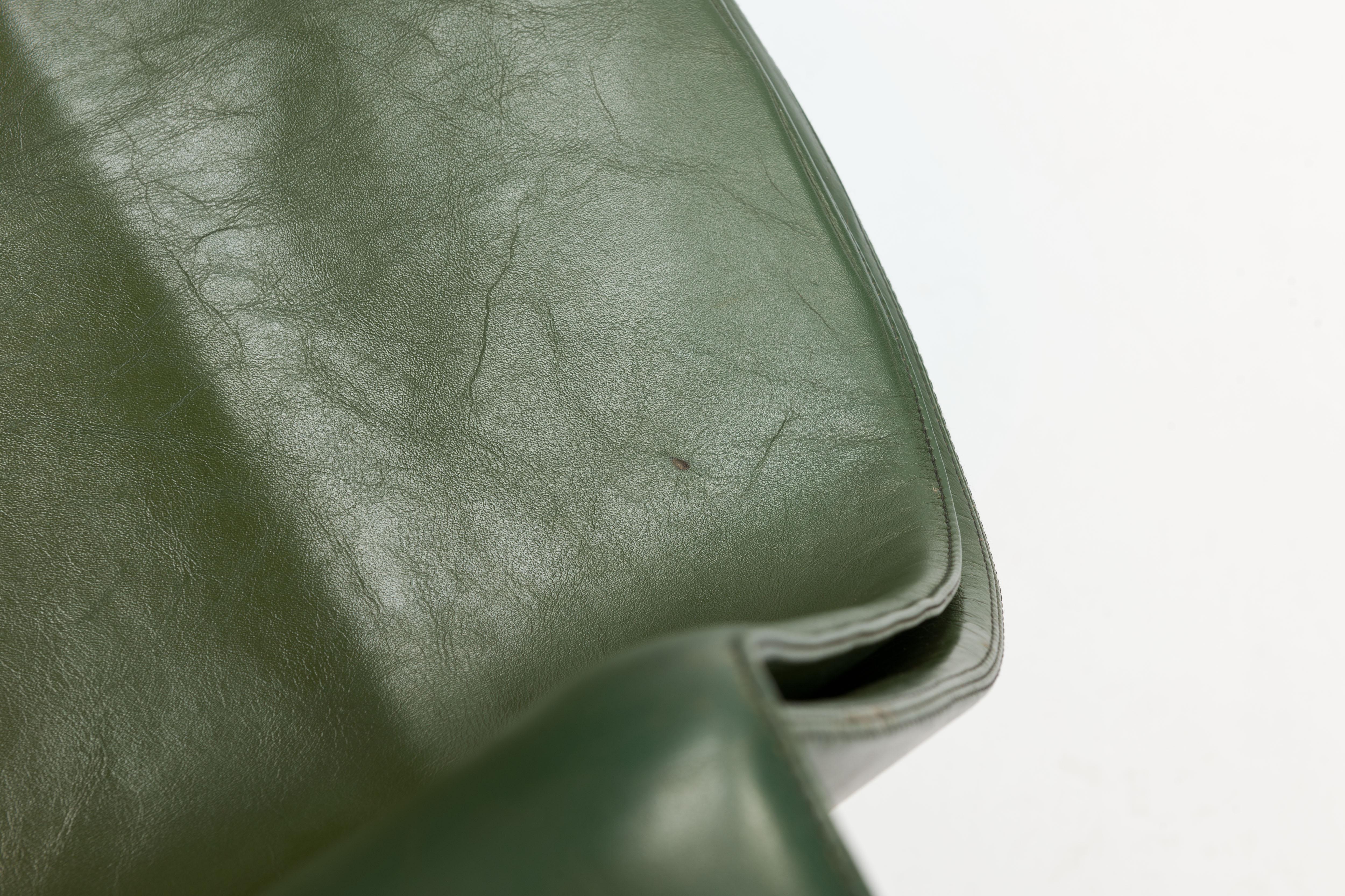 Jorgen Kastholm & Preben Fabricius Green Leather Tulip Bird Desk Chair 9