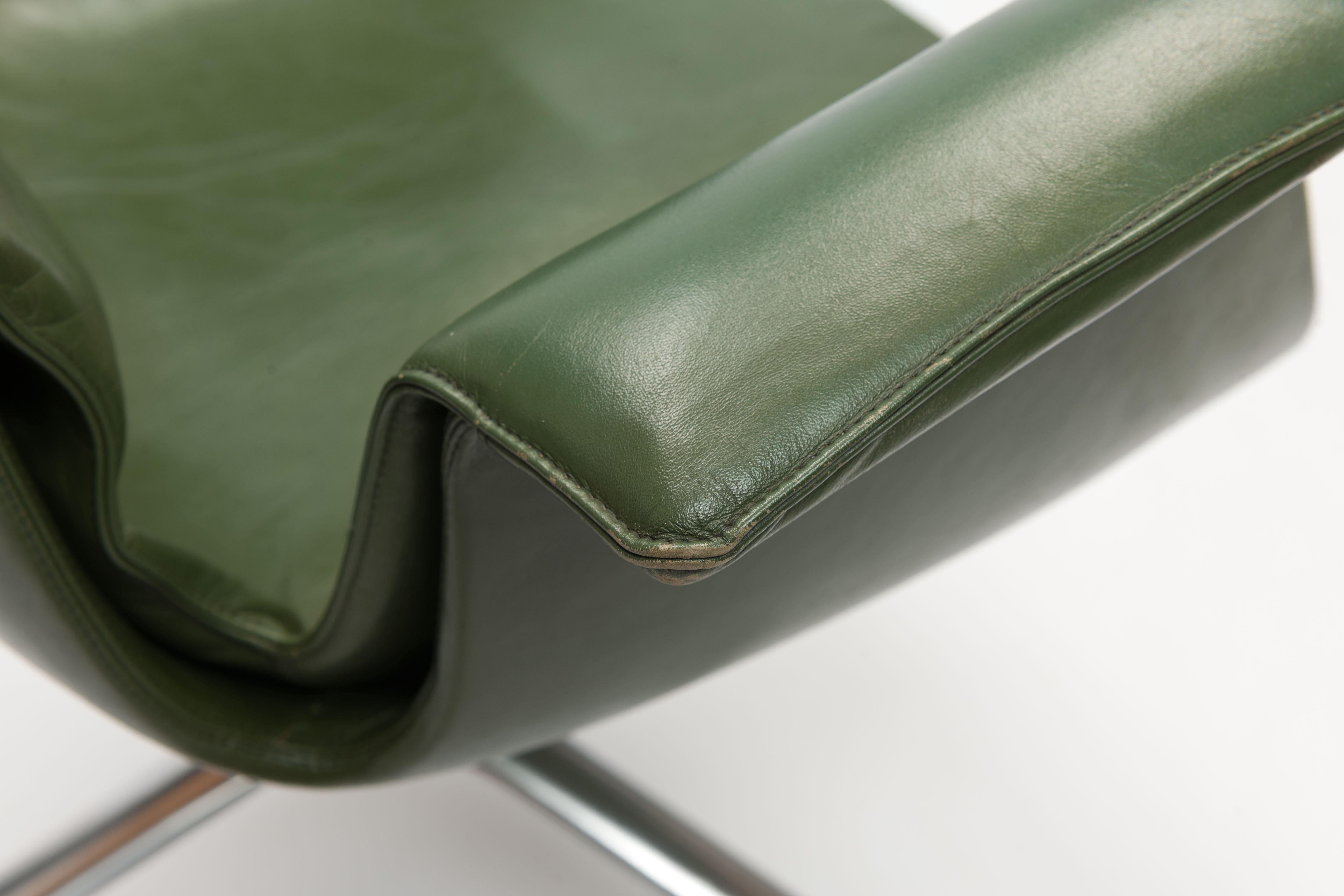 Mid-20th Century Jorgen Kastholm & Preben Fabricius Green Leather Tulip Bird Desk Chair