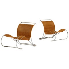 Jorgen Lund and Ole Larsen Rattan Lounge Chairs, 1970